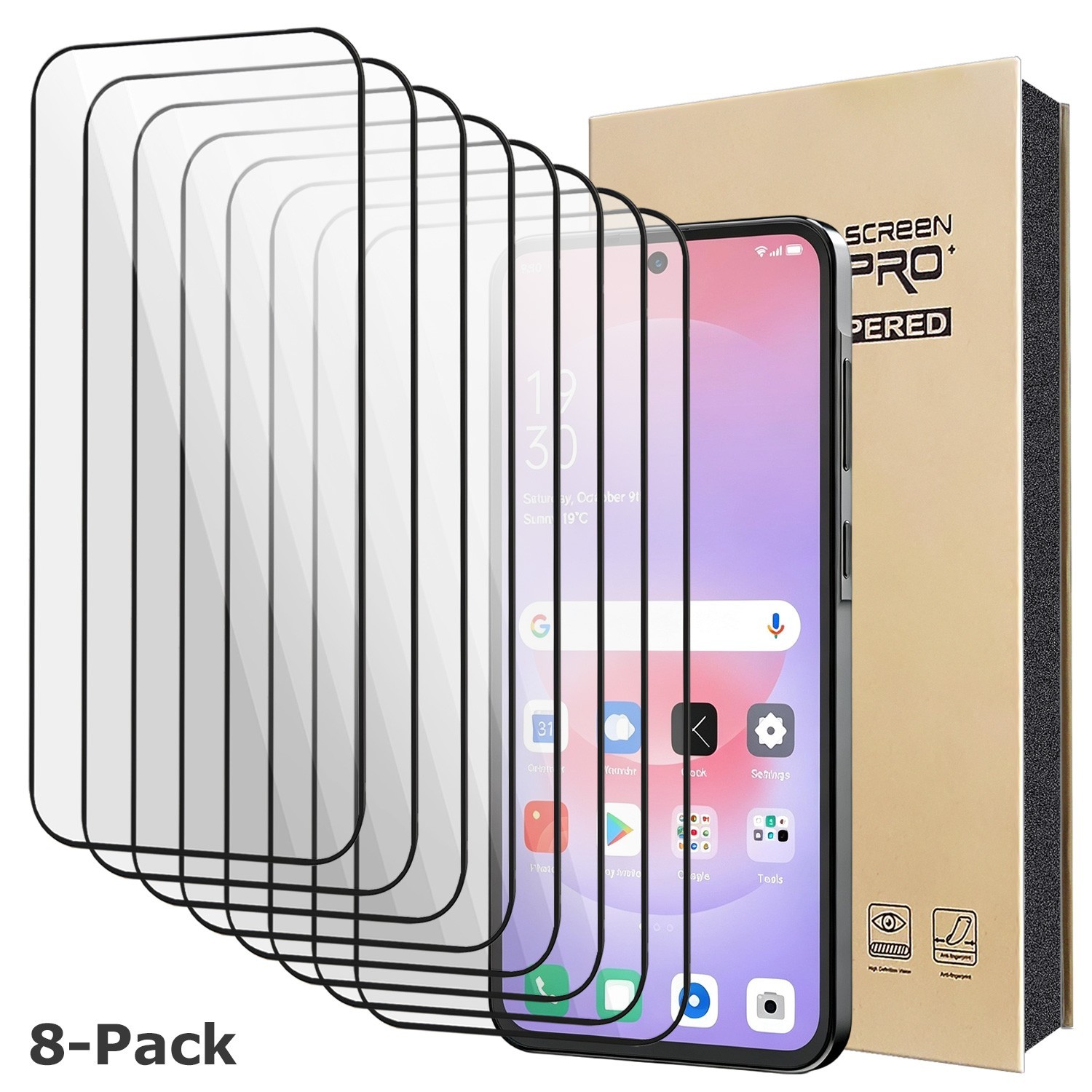 8pcs Clear Full Cover Tempered Glass Screen Protector For Samsung Galaxy A37 5G
