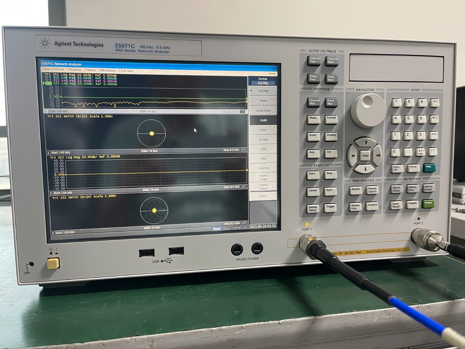 Agilent E5071C ENA RF Network Analyzer 100kHz–8.5GHz w/opt. 019, 285, UNQ_3973