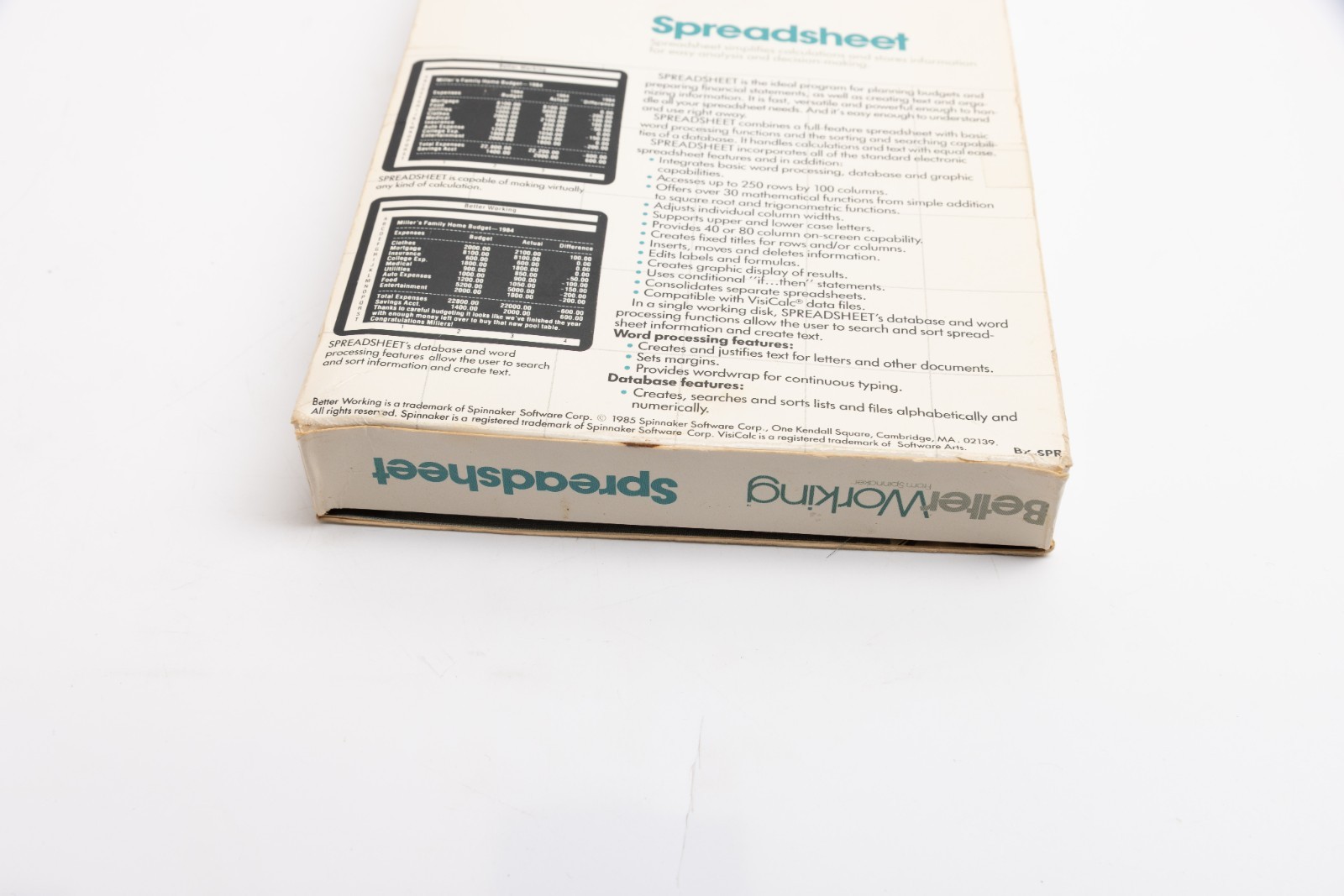 Spinnaker Software Commodore 64 128 Better Working Spreadsheet Vintage