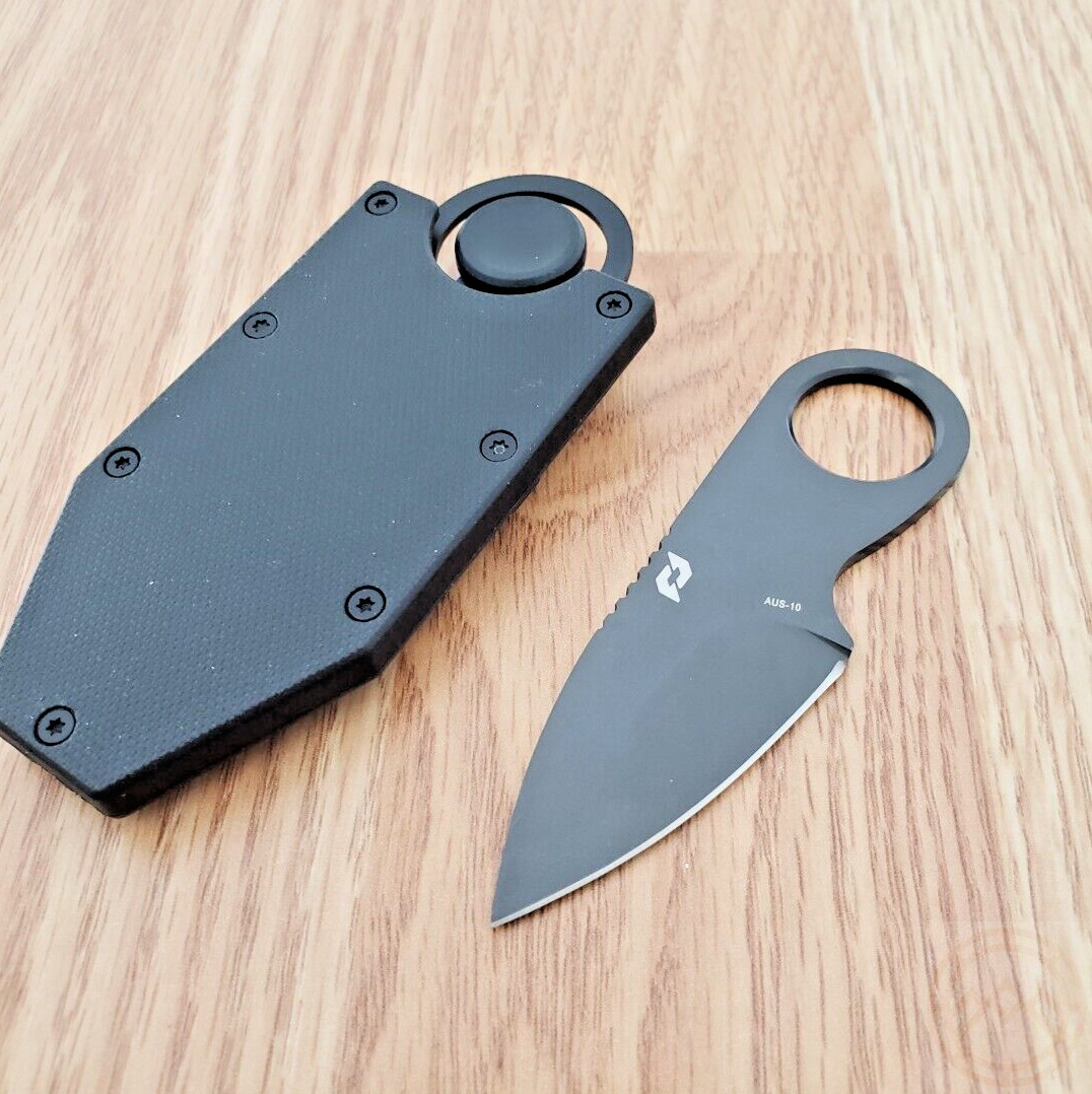 Schrade Spare Change Fixed Knife 1.75" Gray AUS-10A Steel One Piece Construction