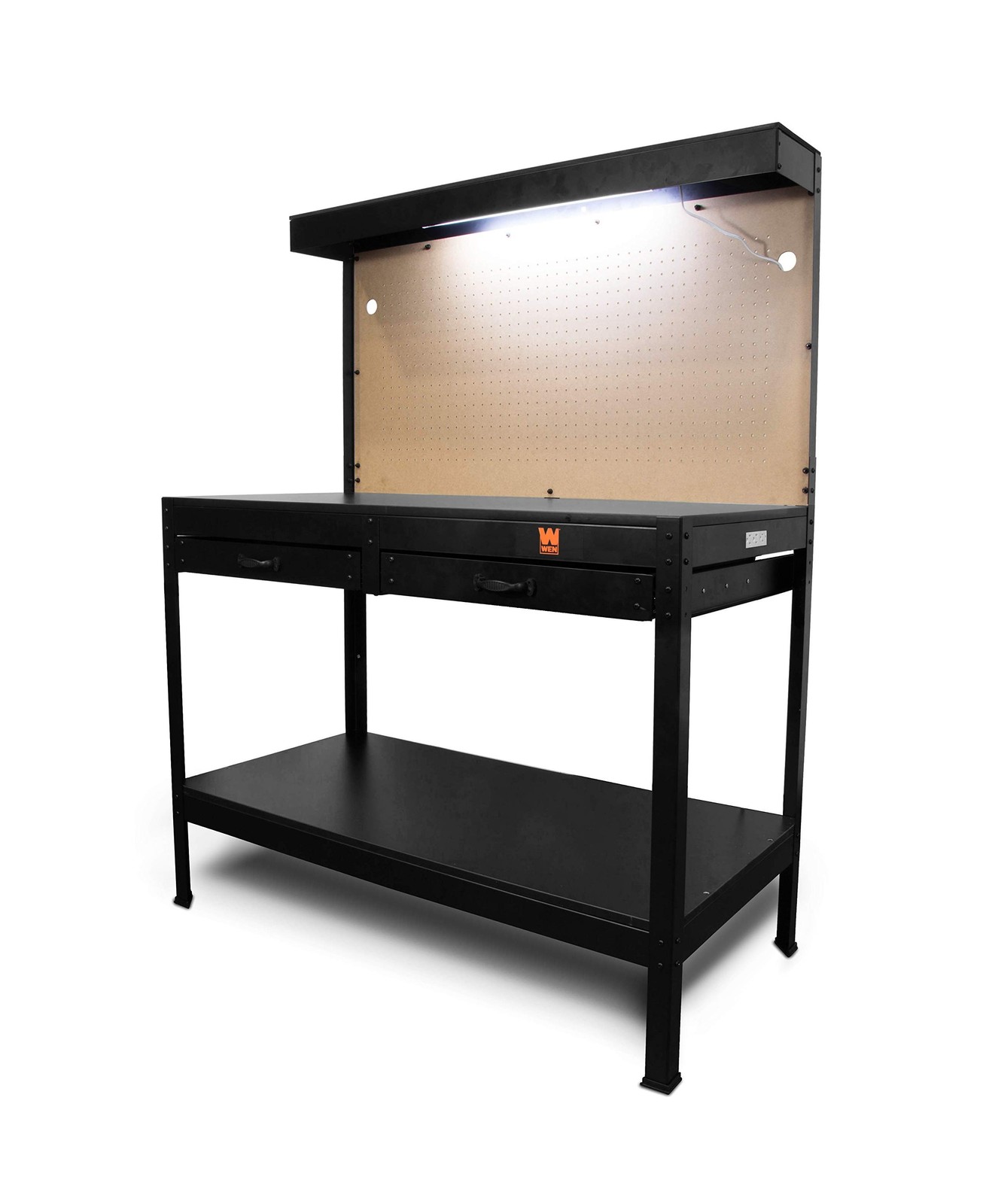 WEN WB4723T 48-Inch Workbench with Power Outlets and Light, Black