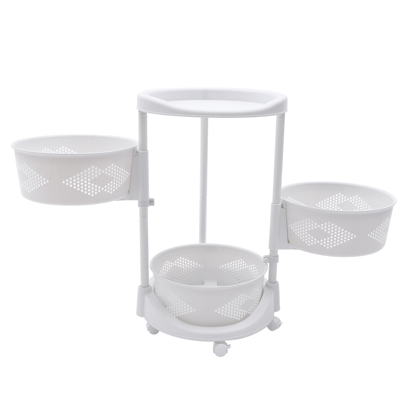 Storage Basket With Wheels Vegetable Rotating Basket Rack Kitchen Organizer New
