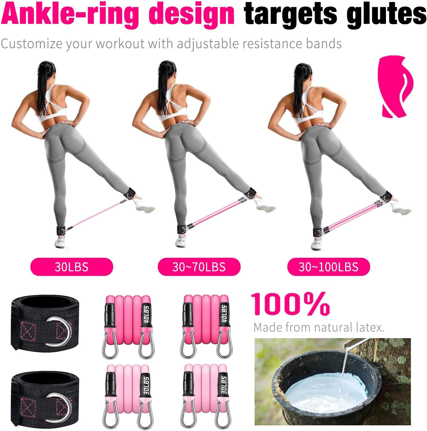 Pilates Bar Kit with Resistance Bands,Pilates Bar with Stackable Bands Workout E