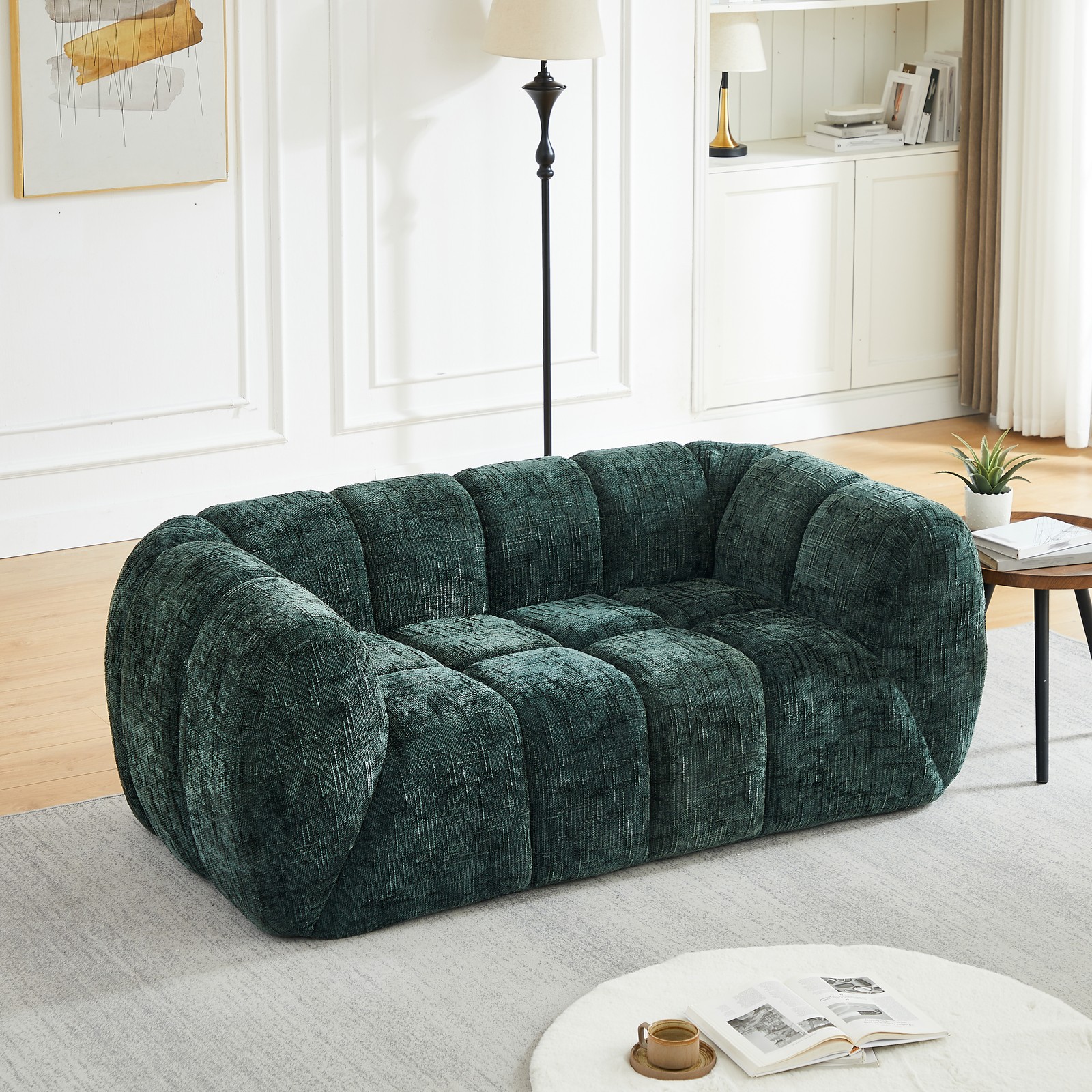 Chenille Pure Foam Sofa, Modern Quilted Cloud Sofa, Deep-Seat Chenille Pure Fo