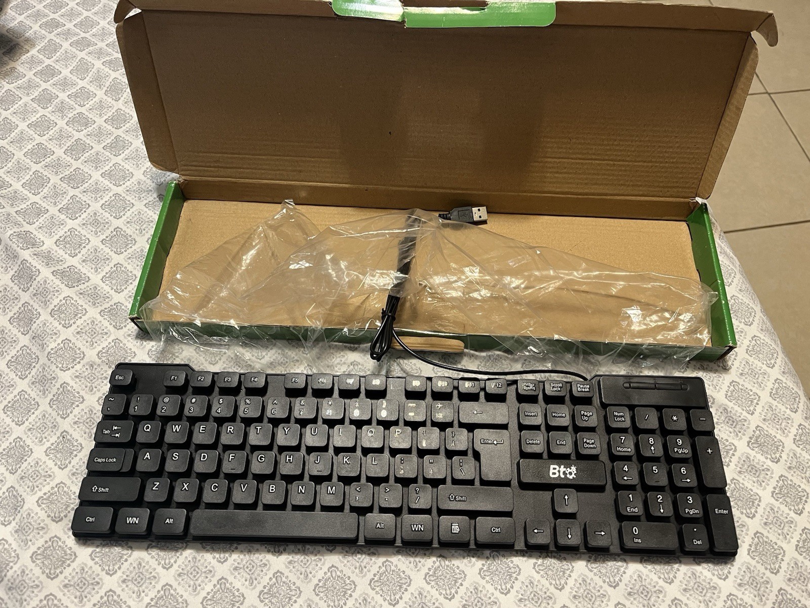 BTO Wired Keyboard Full Size 104-Key with Numeric Keypad Black