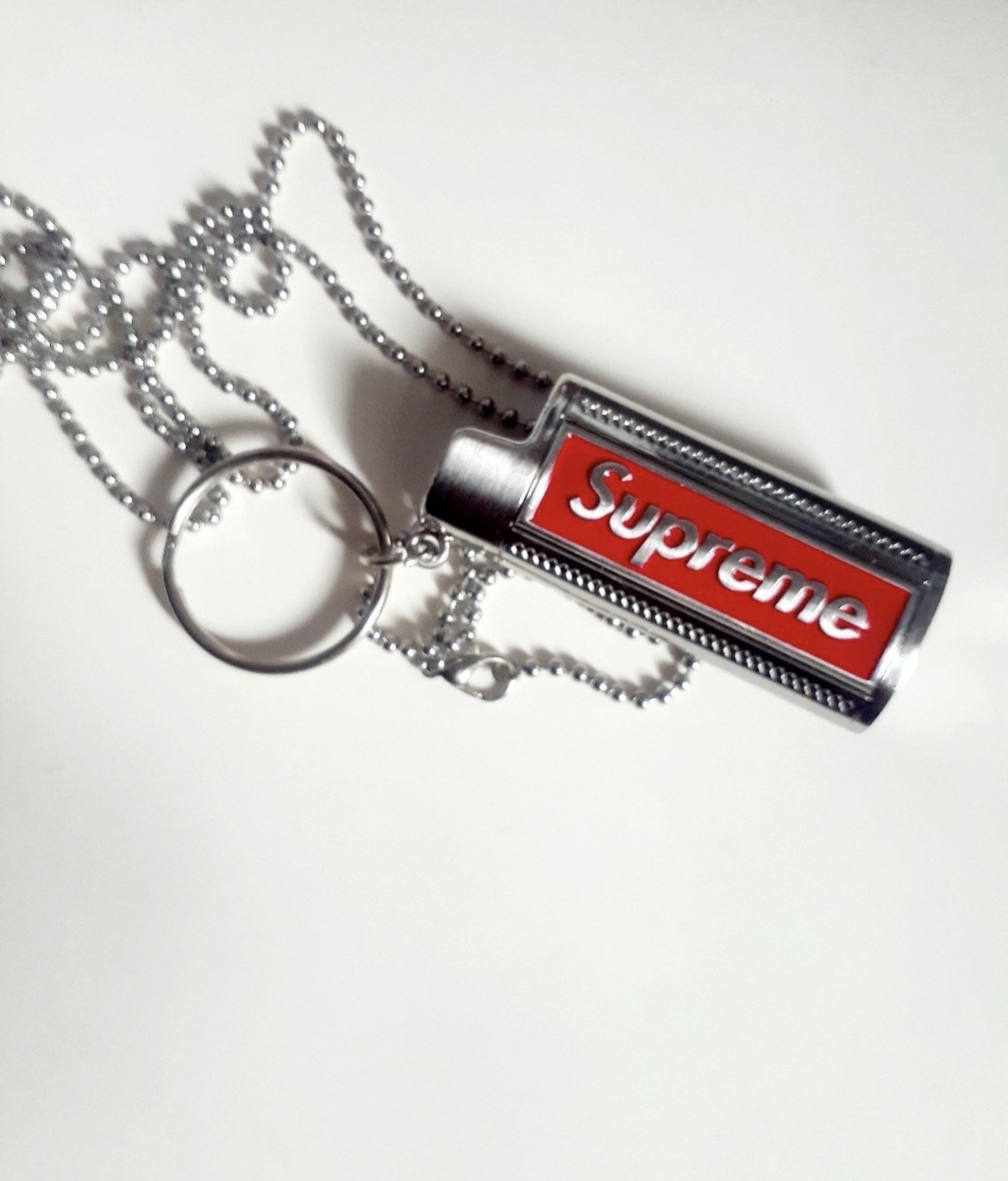 Supreme Metal Lighter Holster SS19 Logo Lighter Holder Silver Red - NEW