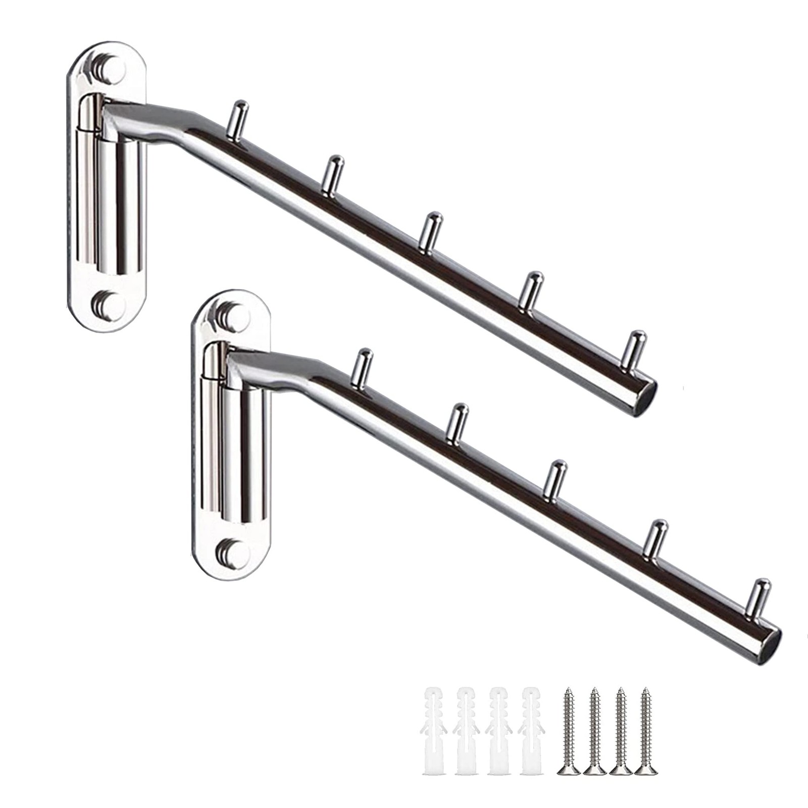 Wall Mounted Clothes Hanger 2 Pack Stainless Steel Folding Garment Hooks