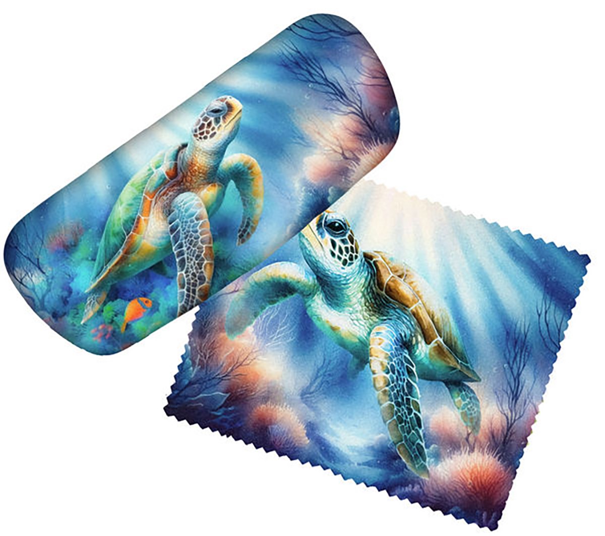 Spoontiques Padded Eye Glass Case and Lens Cloth - Sea Turtle