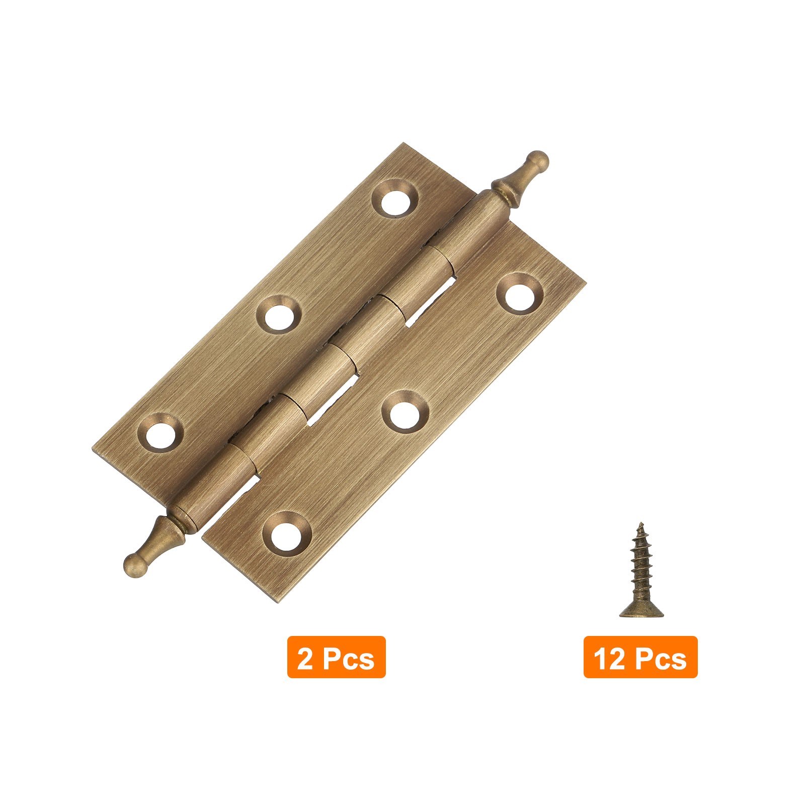 2Pcs 2.9 x 0.91 Inch Door Hinge Solid Brass Hinge with Mounting Screws, Bronze