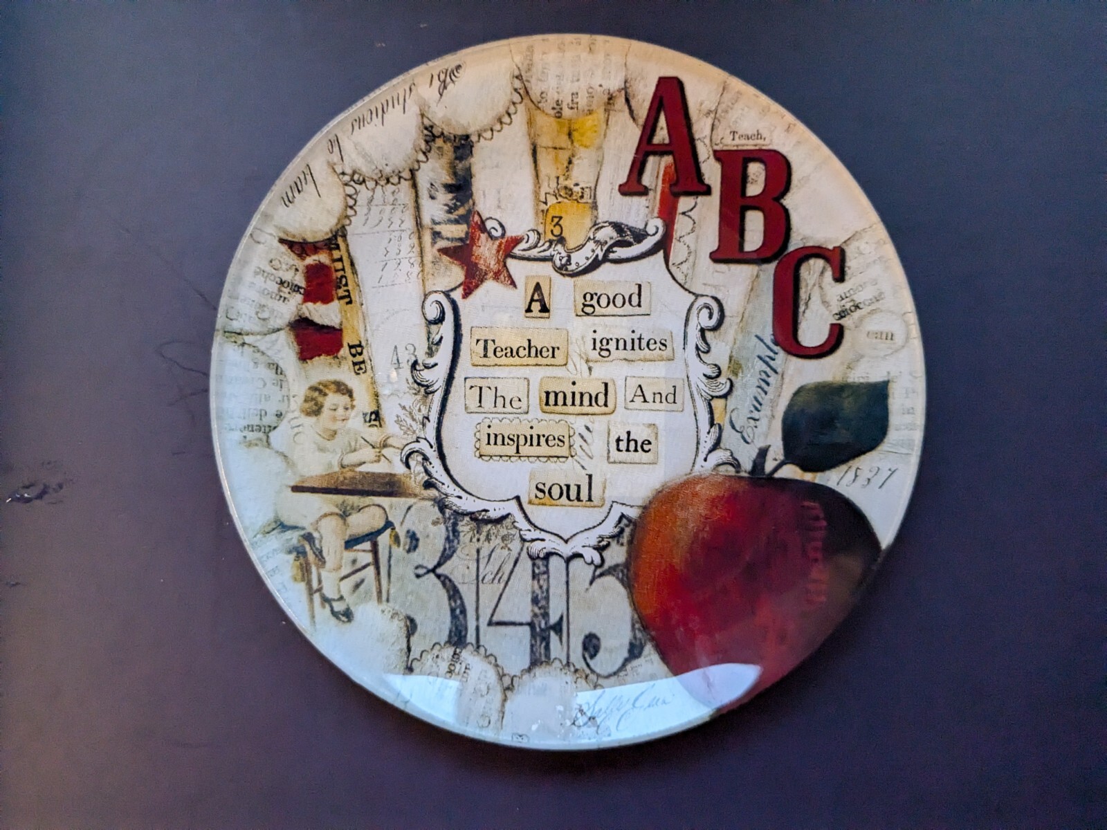 Glass Trinket Dish for a Teacher  5" diameter