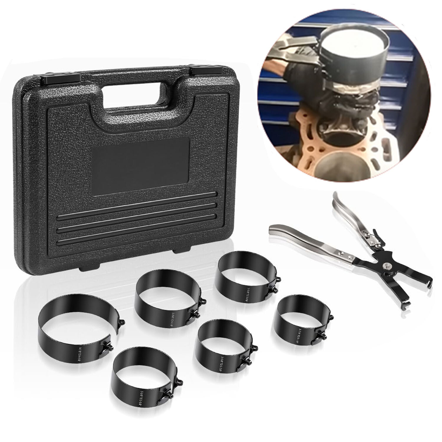 940387 Piston Ring Compressor Tool Set for Car Diesel Engines 2-7/8" to 4-3/8"