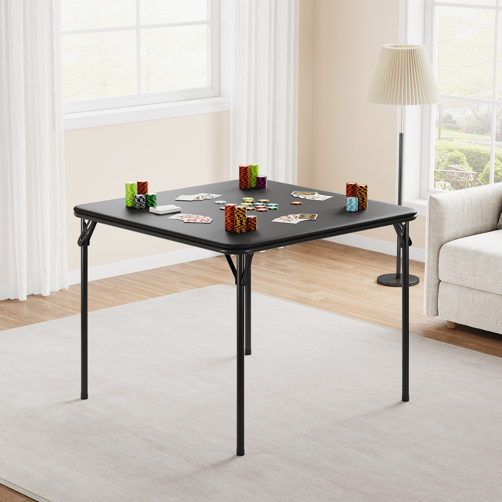 Portable Metal Folding Table Square Folding Table Folding Card and Chess Table