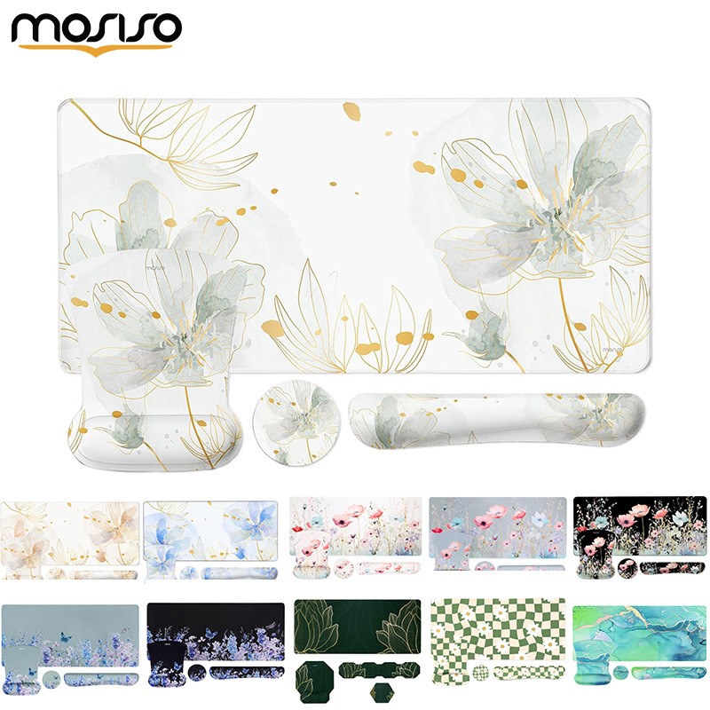 MOSISO Desk Pad Mat Keyboard Mouse Pad Set Large Gaming Mouse Pad & Wrist Rest