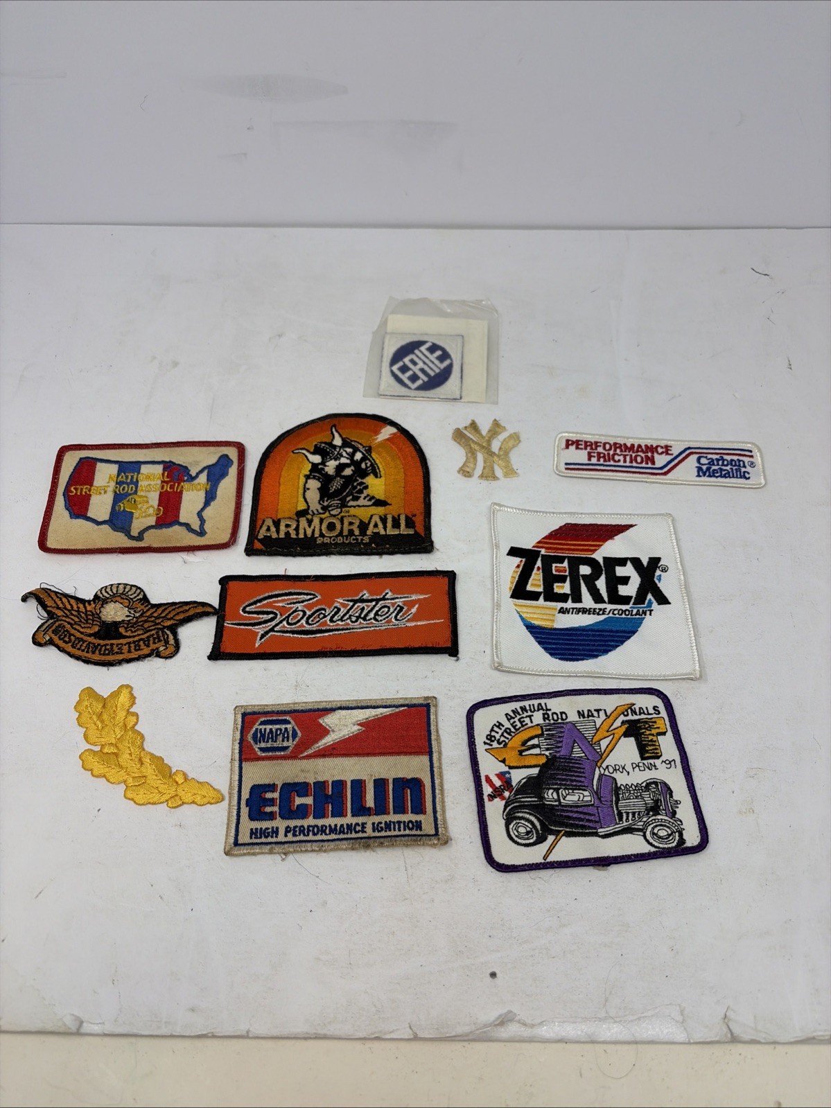 Mixed Lot Of 11 Jacket Patches - Erie - Harley Davidson - Vintage - Yankees