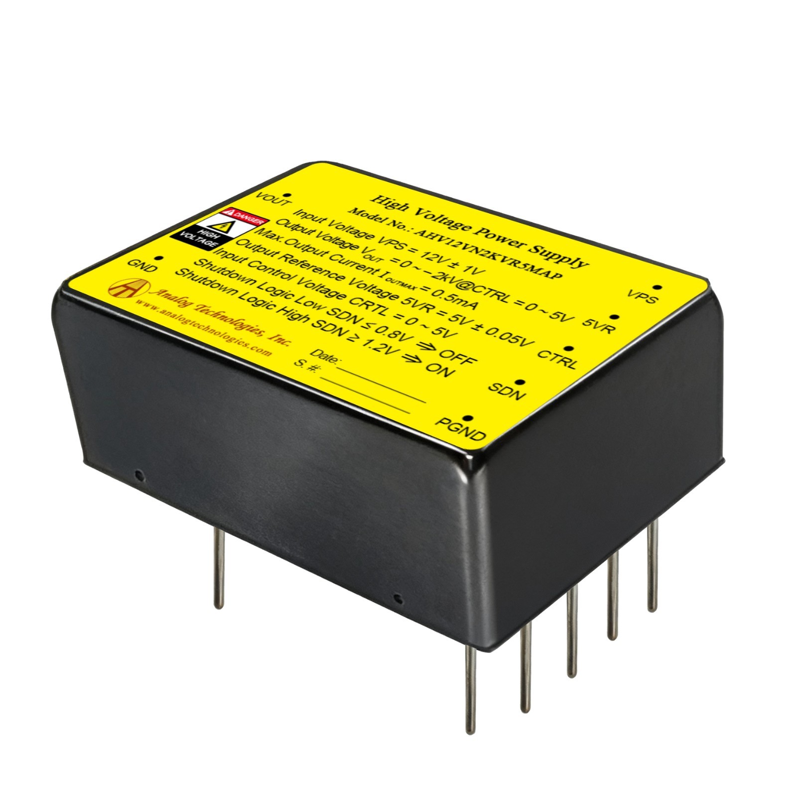 AHV12VN2KVR5MAP DIP Package High Voltage Power Supply 12V Input -2KV 0.5mA Outpu