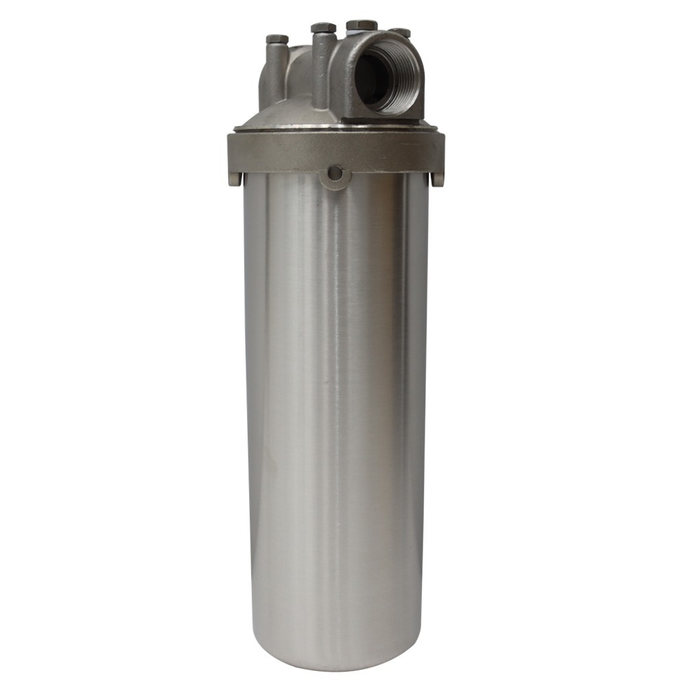 Pressure Water Filter Housing 72Psi Rated 10" L Cartridges 1"NPT In/Outlet 4.6Lb