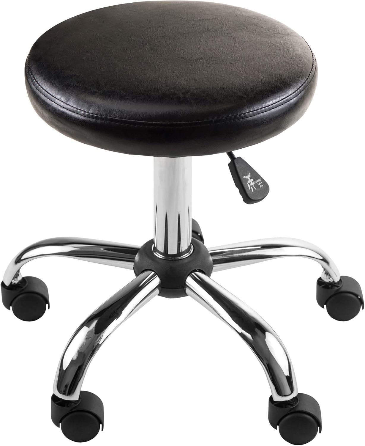 Wood Clark Round Cushion Swivel Stool with Adjustable Height