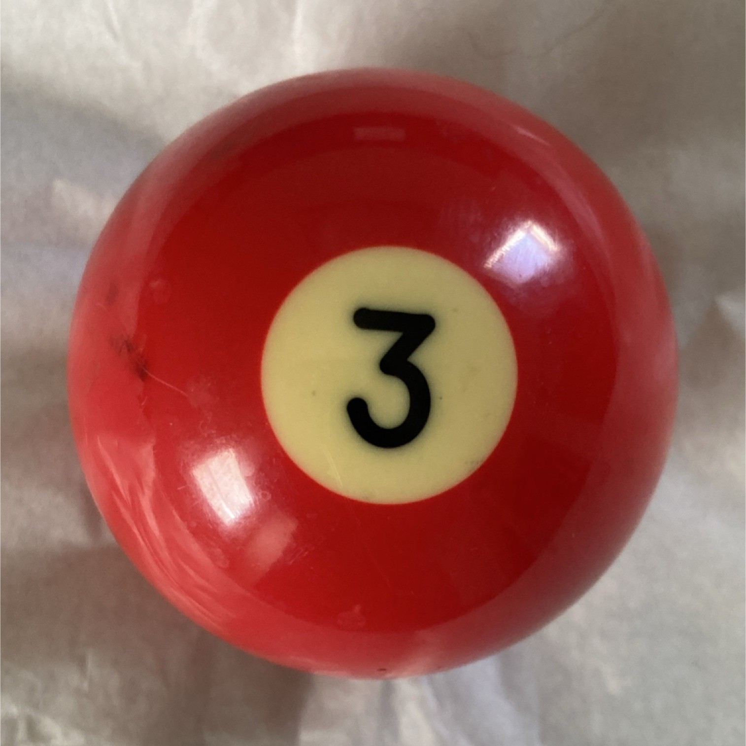 Red Number 3 Billiard Pool Ball. Aramith. Replacement