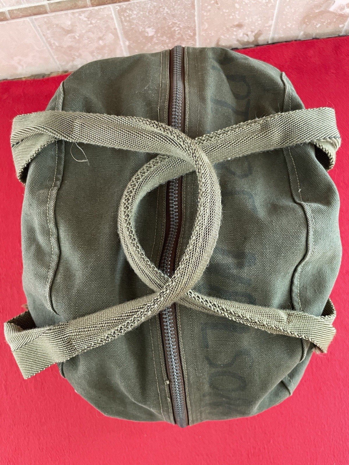 Vietnam Era "Bowling Ball" Flight Helmet Carry Bag US Pilot Canvas Talon Zipper