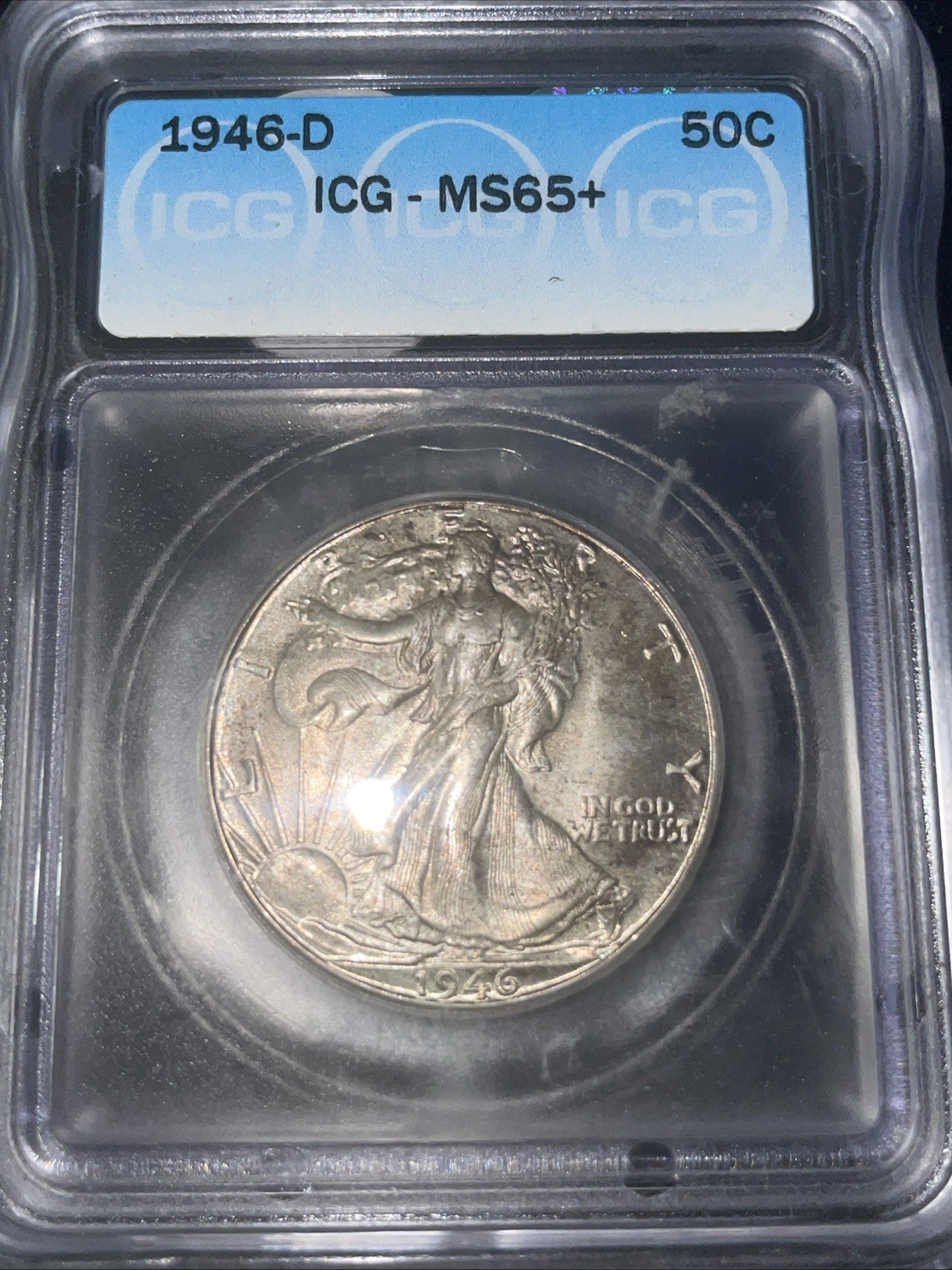1946-D Walking Liberty Half Dollar 50c ICG MS65 +