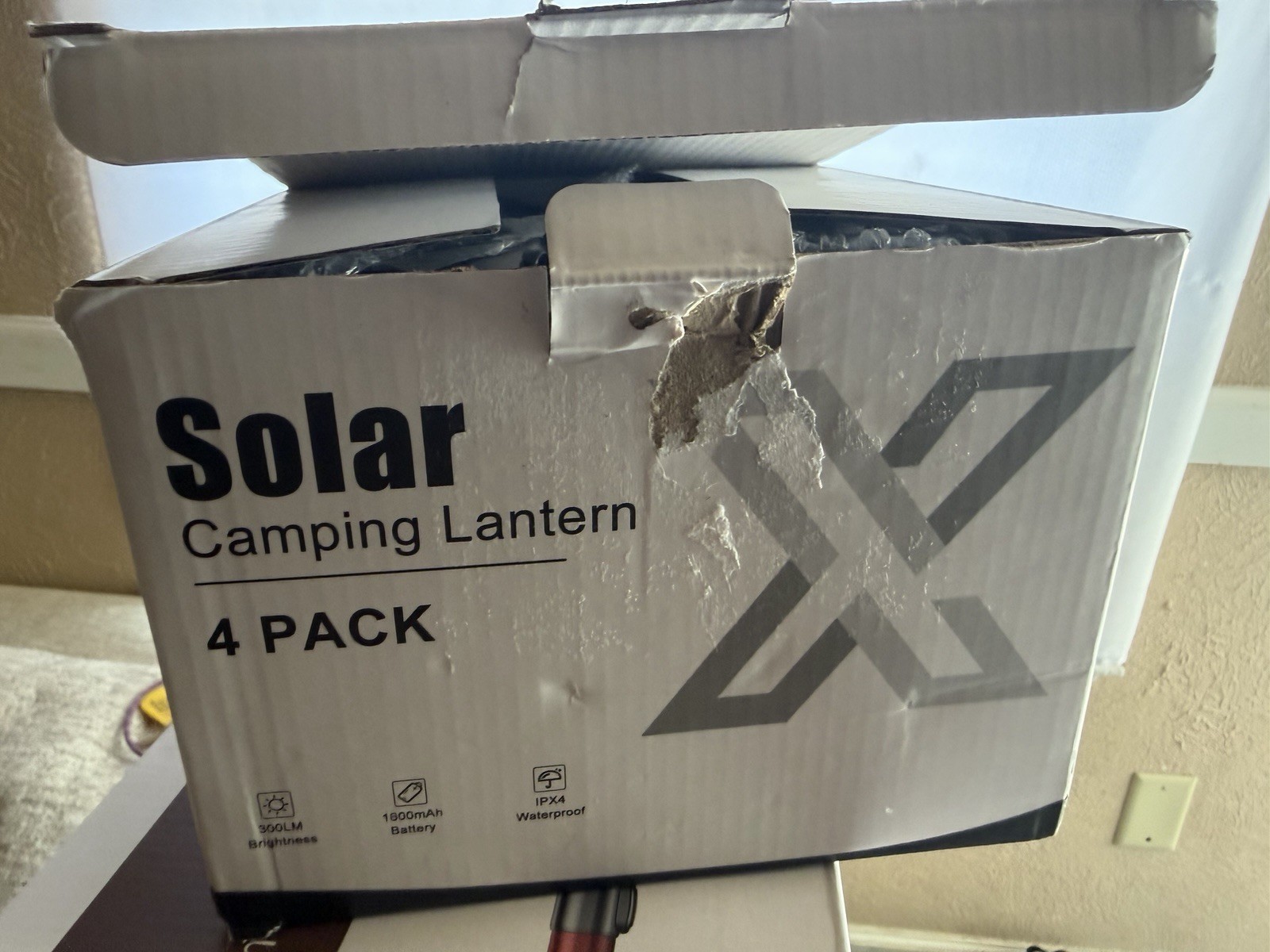 Solar LED Camping Lantern 4 Pack Collapsible Waterproof IPX4 Black 300LM