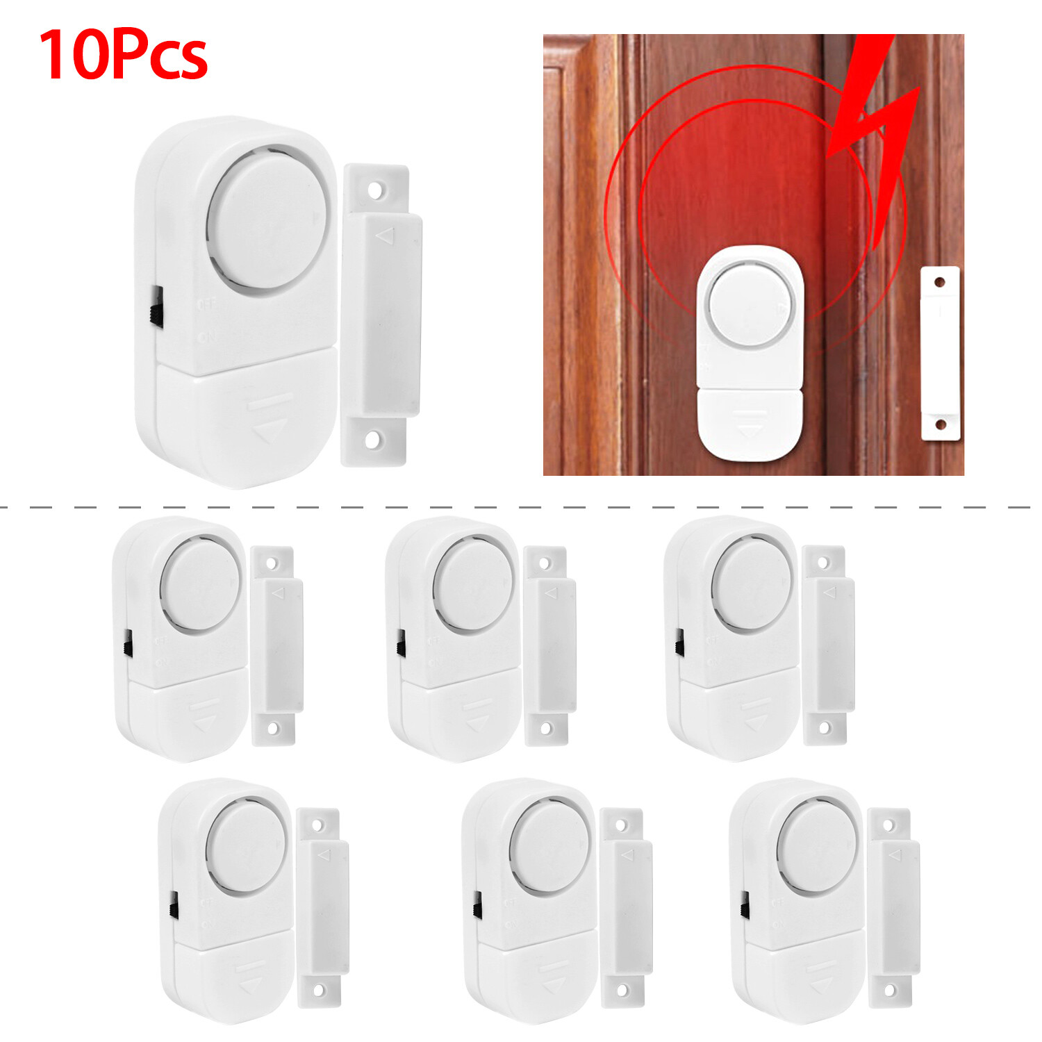 6PCS Wireless Home Window Door Entry Alarm Protection Burglar Alert System 90DB