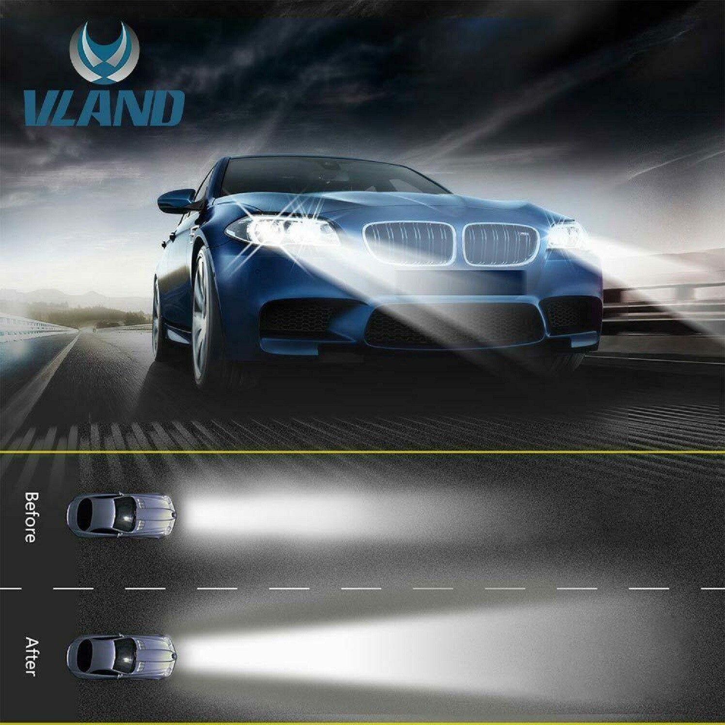 VLAND D2S D2C D2R D2H LED 2*Headlight Bulbs 6000K Hi/Lo Beam White Super Bright