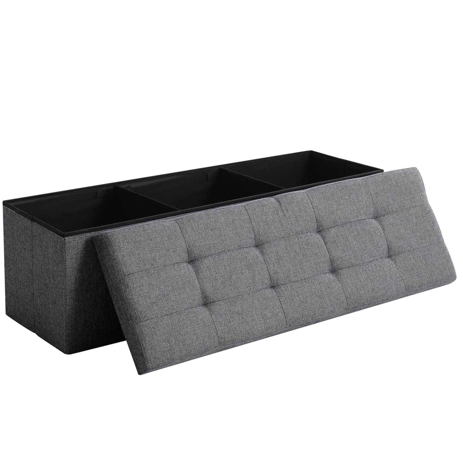 Cuyoca 45.3 Inches Storage Ottoman Bench Foldable Seat Footrest Shoe Bench End