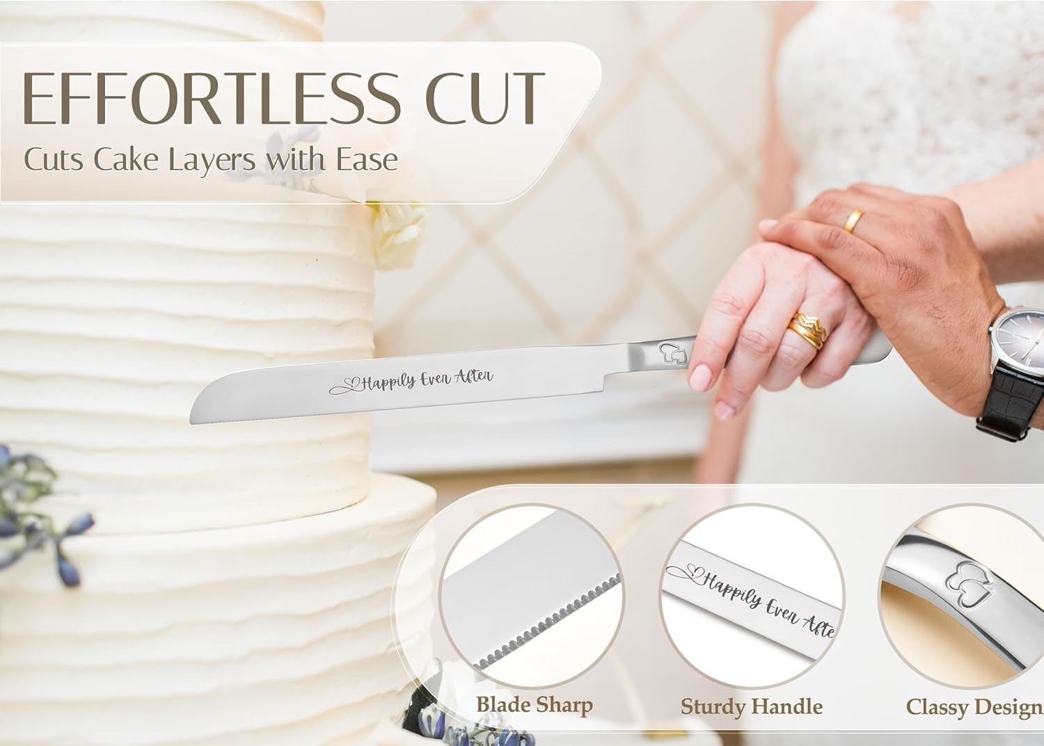 Wedding Cake Knife and Server Set, Heavy Duty Cake Cutting Set for Wedding, E...