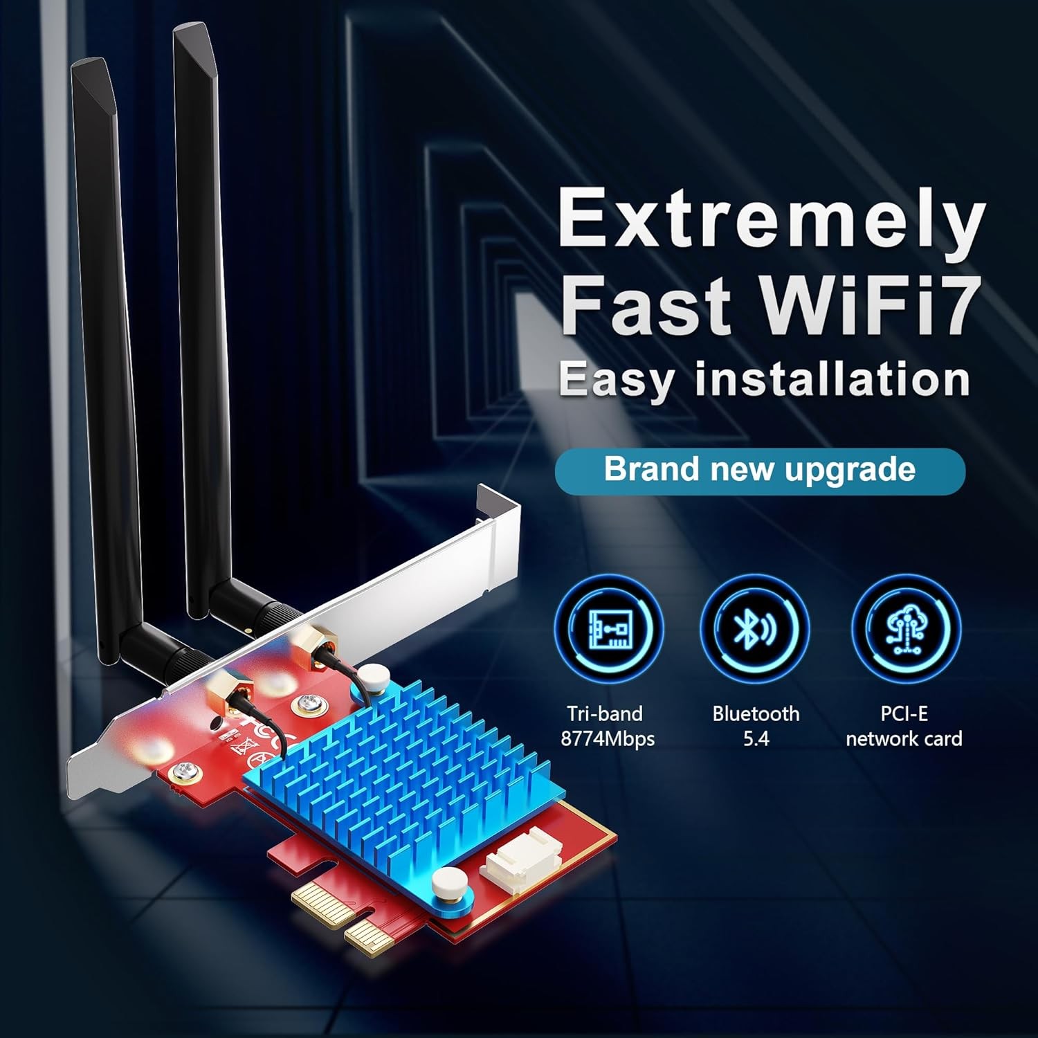 Intel PCIe Network Card WiFi-7 BE200 Desktop WiFi Bluetooth 5.4 Network Adapter