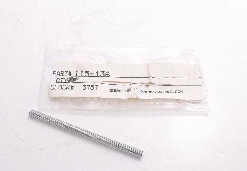 ZEBRA 115-136 Spring - ZEBRA 400 Replacement Spring Part #115-136 - PPD Shipping
