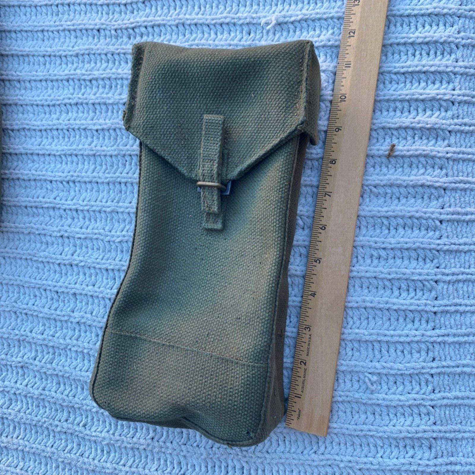 Vintage WW2 Era Olive Drab Canvas Ammunition Pouch With Belt Attachment