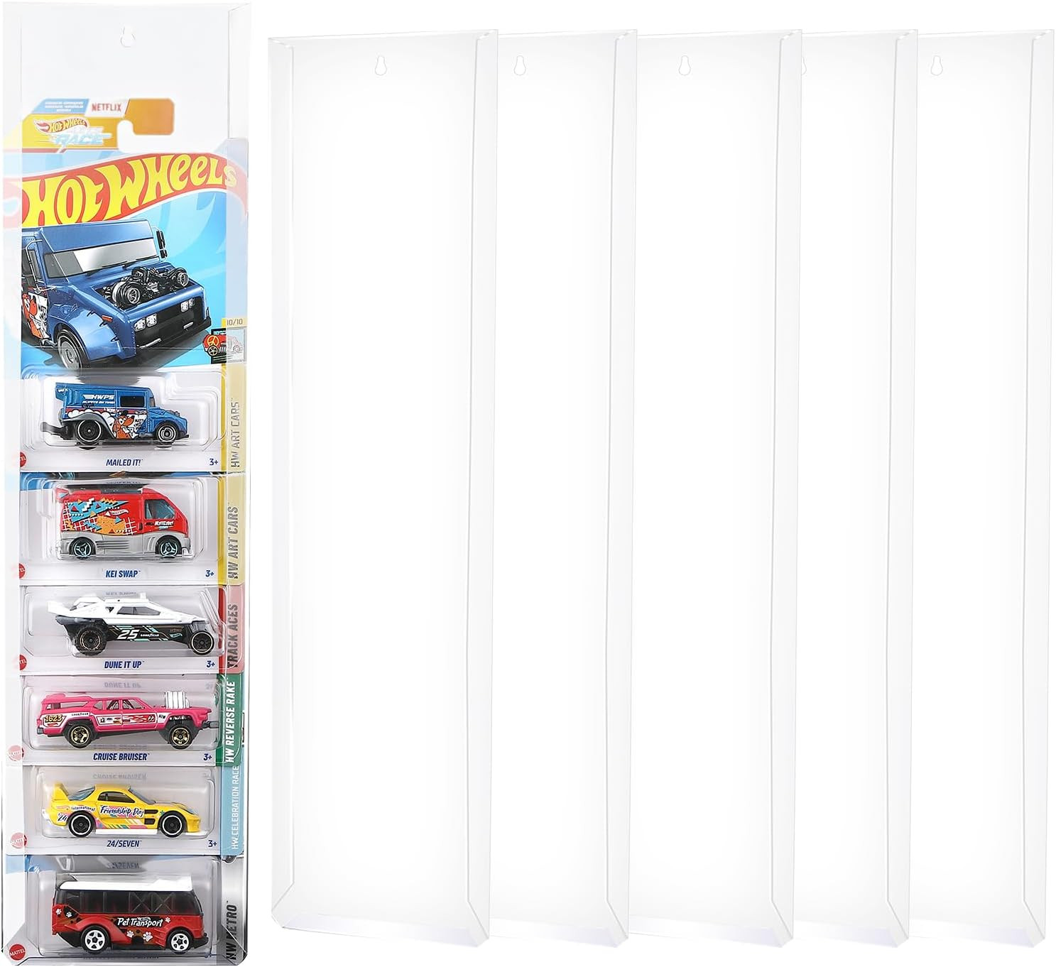 10Pcs Display Case Compatible with Hot-Wheels Match-Box Packaged Cars, Wall Disp