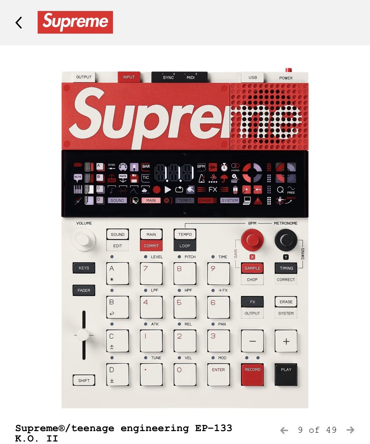 Supreme Teenage Engineering EP-133 K.O. II Sampler & Sequencer