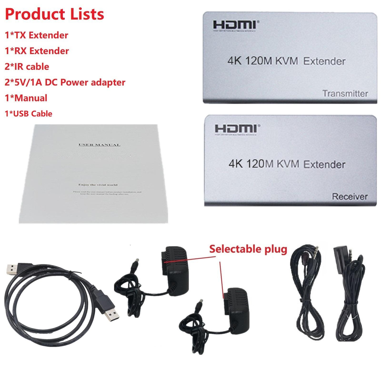 4K HDMI KVM Extender 120M 1080P HD No Delay Support USB KVM Extending Control A