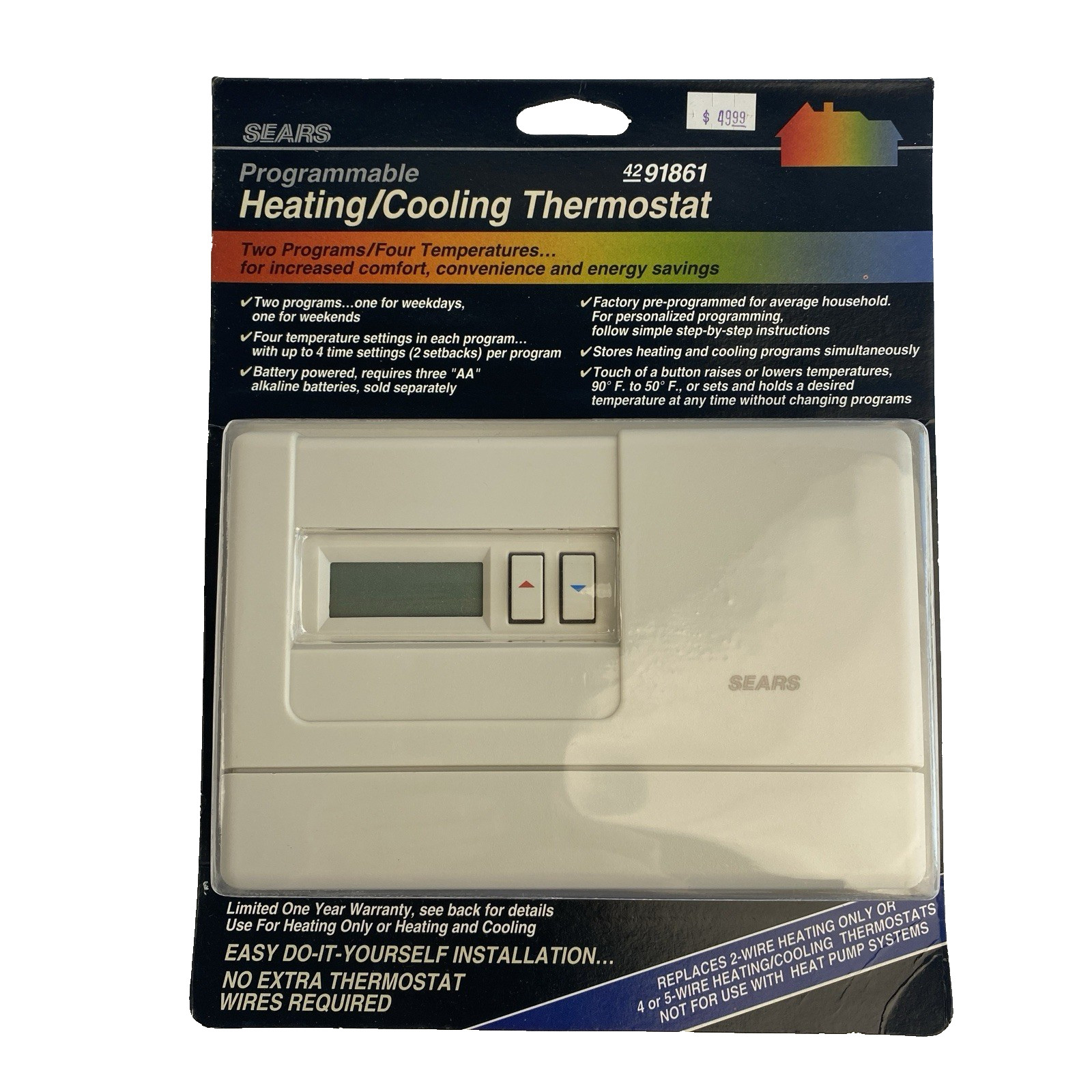 Vintage Sears Best Programmable Thermostat 42911861 Heating Cooling New NIP READ