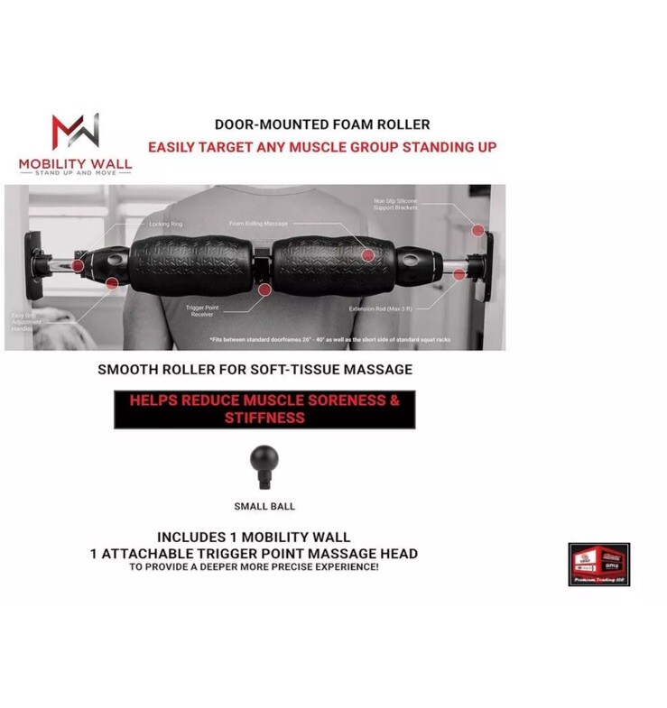 Mobility Wall- Stand Up Door Mounted Smooth Foam Roller for Soft Tissue Massage