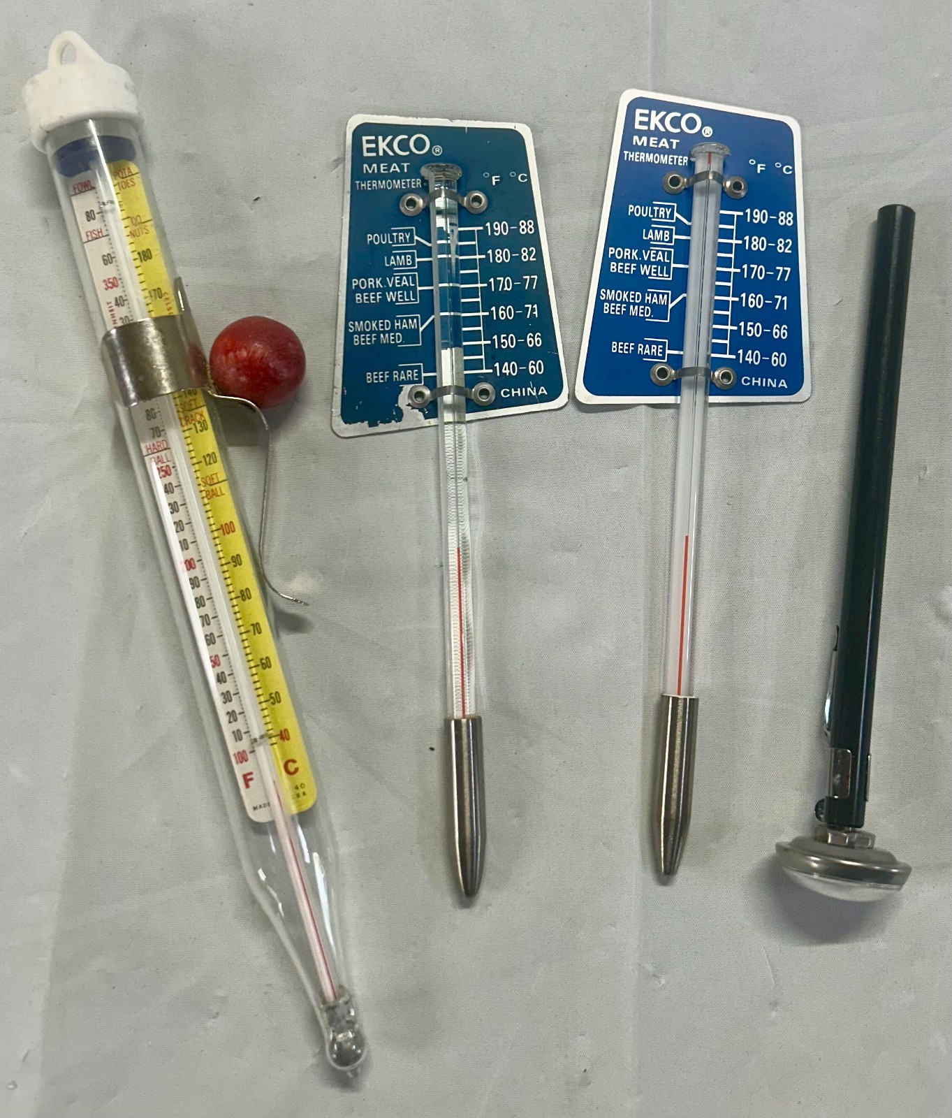 Comark Dial Thermometer Vintage Ekco Meat And Acu-Rite Candy Thermometers Lot 4