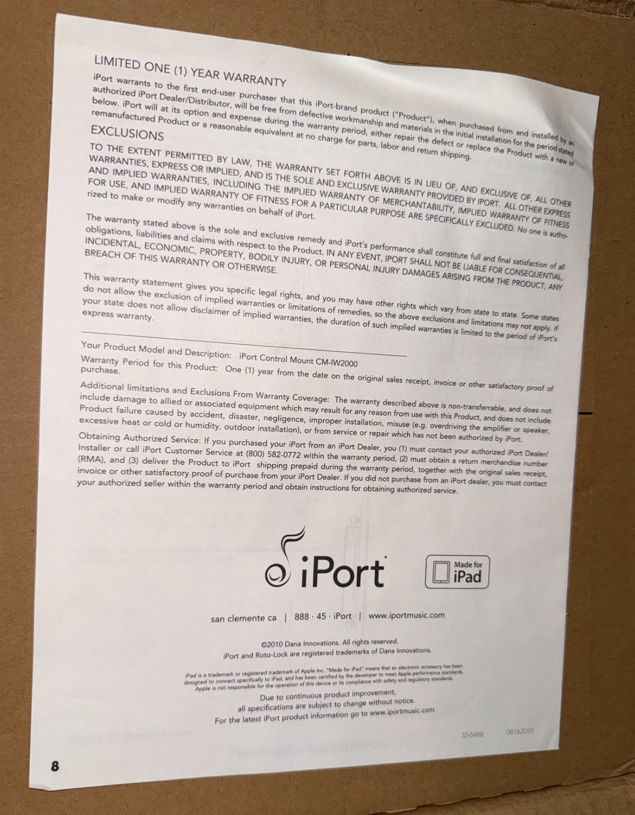 iPort CM-IW2000 In-Wall Control Mount 70091 for Apple iPad