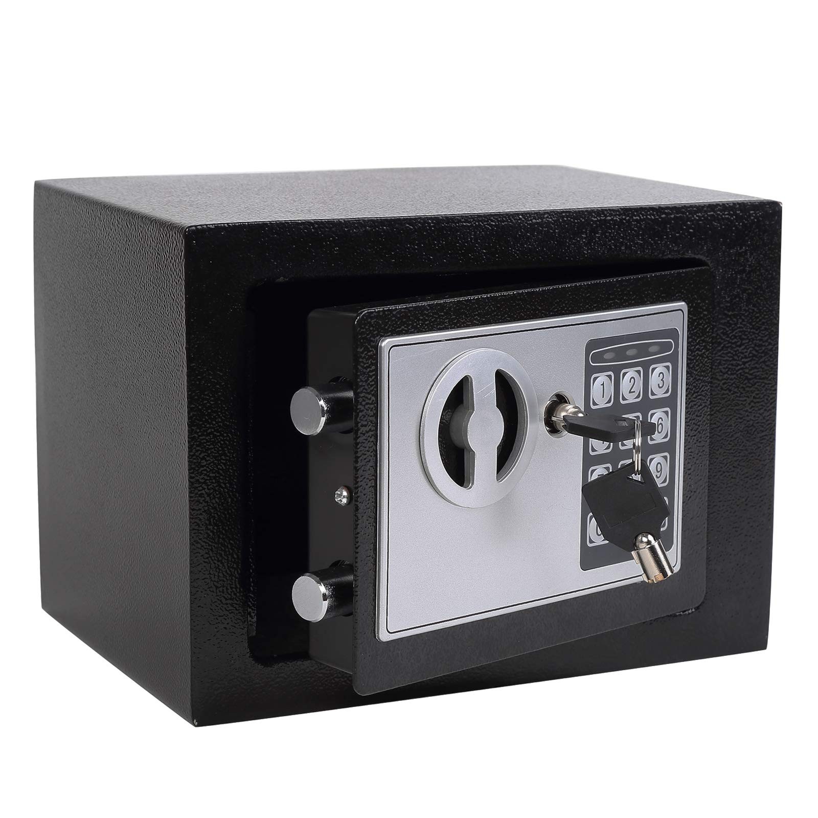 Yuanshikj Small Steel Security Safe Box with Keypad,Key;0.23 CuFt, 17E, BLACK