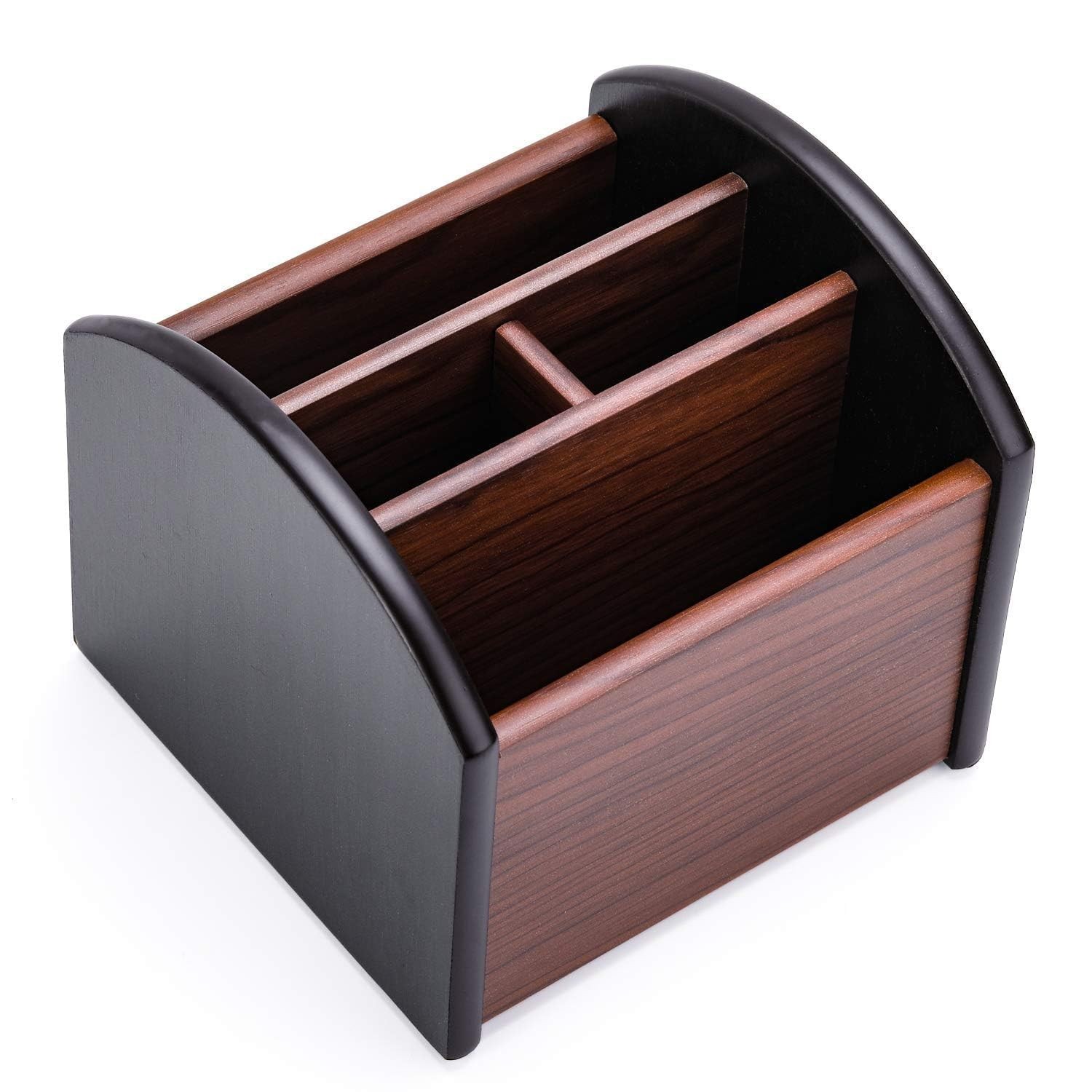 MaxGear Remote Control Holder 5.9" x 5.63" x 5.12", Natural Wood & Dark