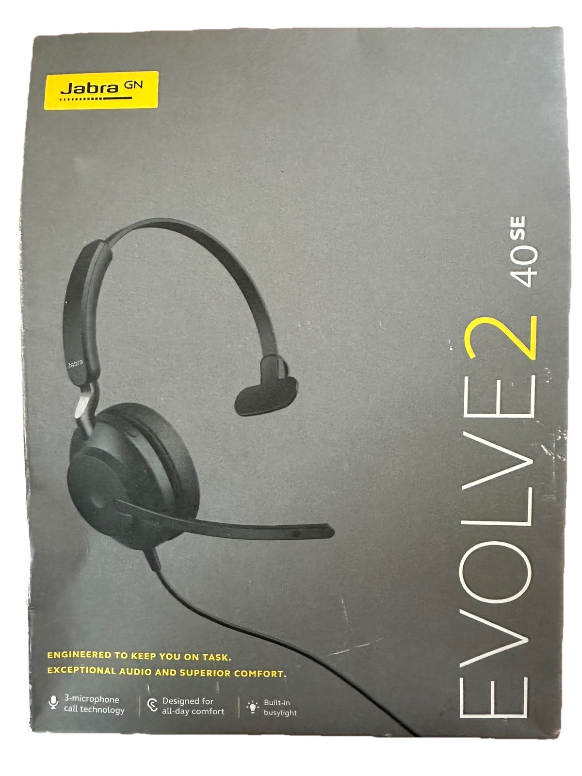 Jabra Evolve2 40 SE Mono Wired Headset With Mic USB-A Preowned READ DESCRIPTION