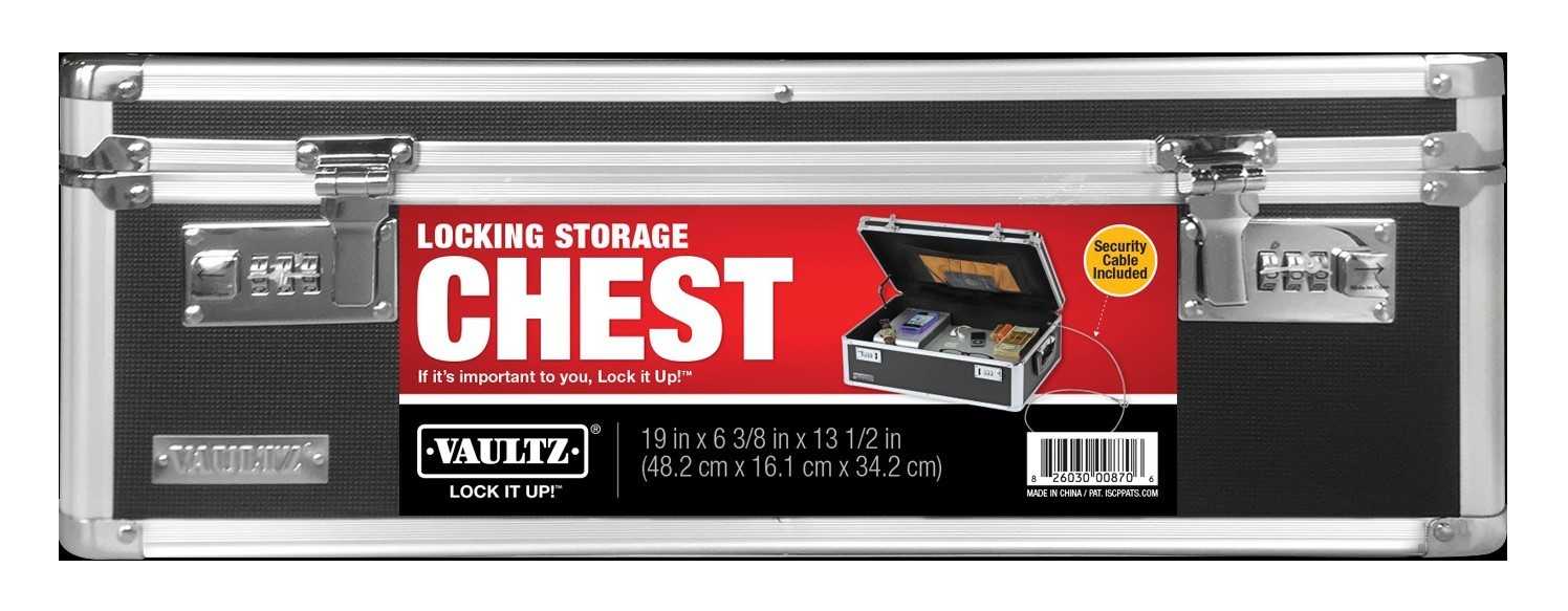 Vaultz Black Locking Storage Chest with Combination Locks for Dorms