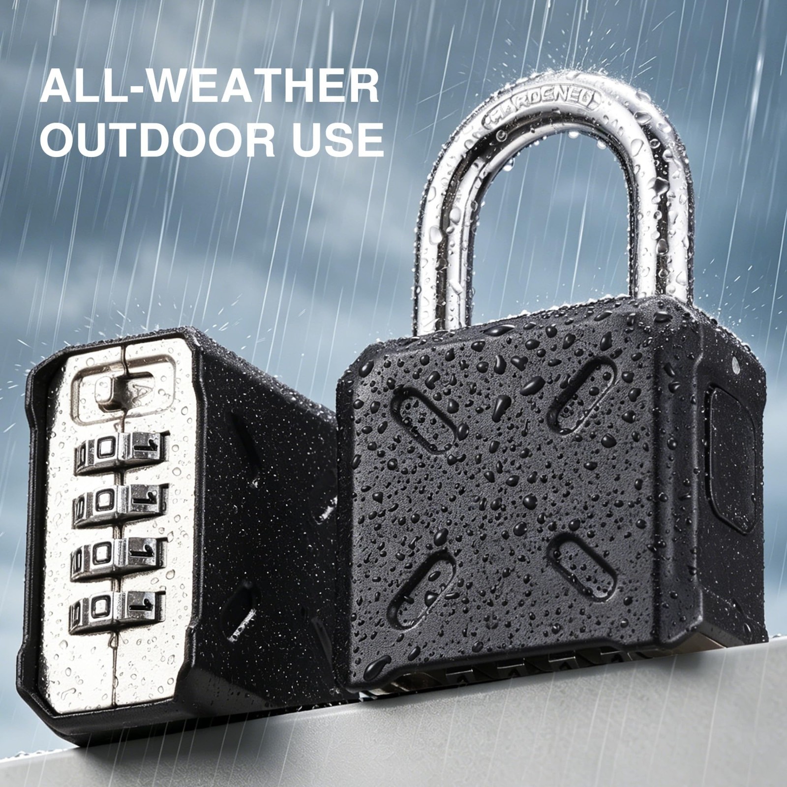 Heavy Duty Outdoor Padlock with Customizable 4-Digit Code, Security Lock for Gat