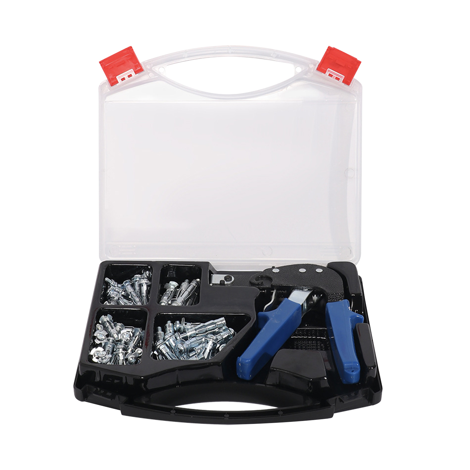 72pc Hollow Wall Fixings & Anchor Setting Tool Kit for Plaster Boarding & Case