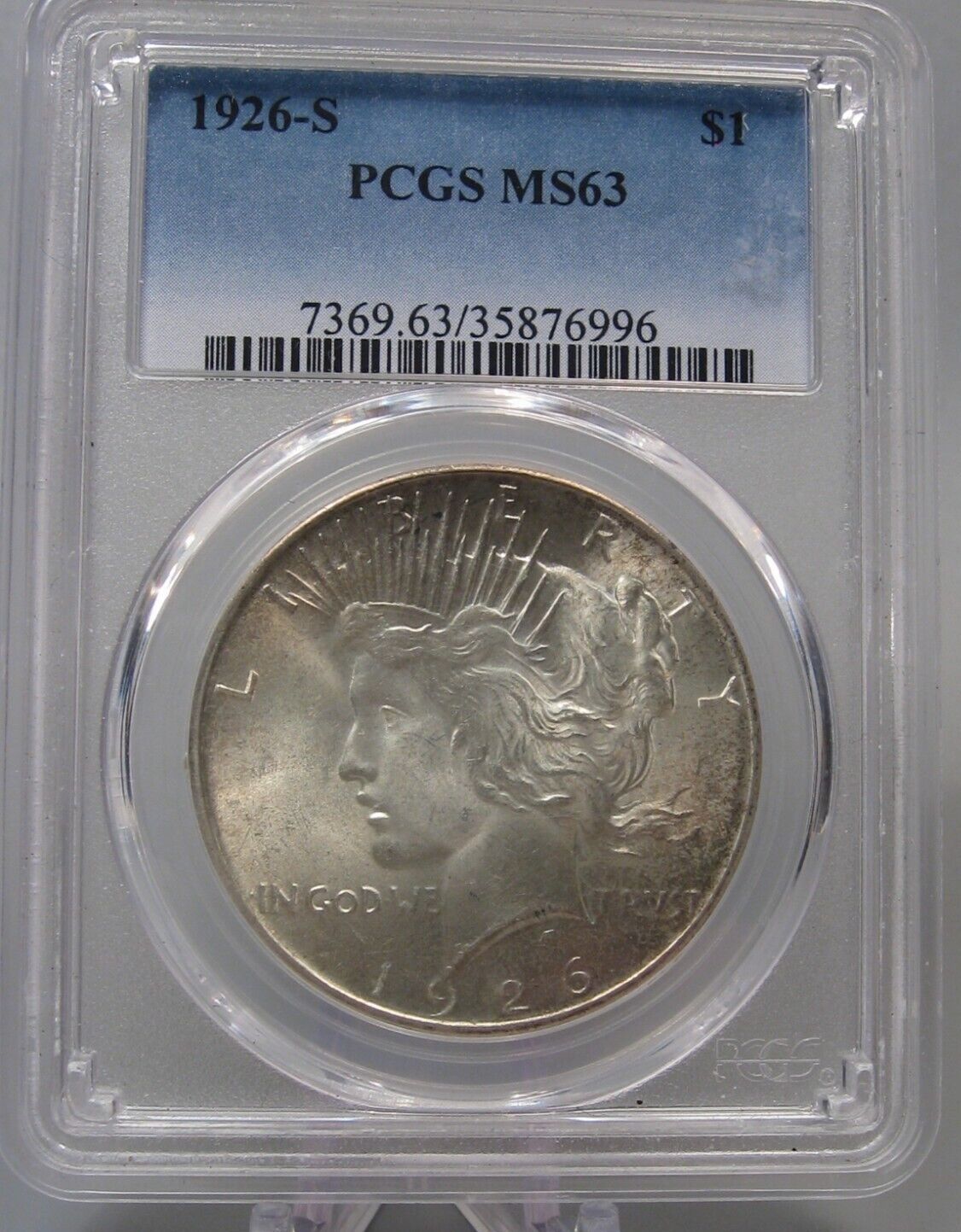 BU 1926-s Silver PEACE Dollar.  PCGS MS63.