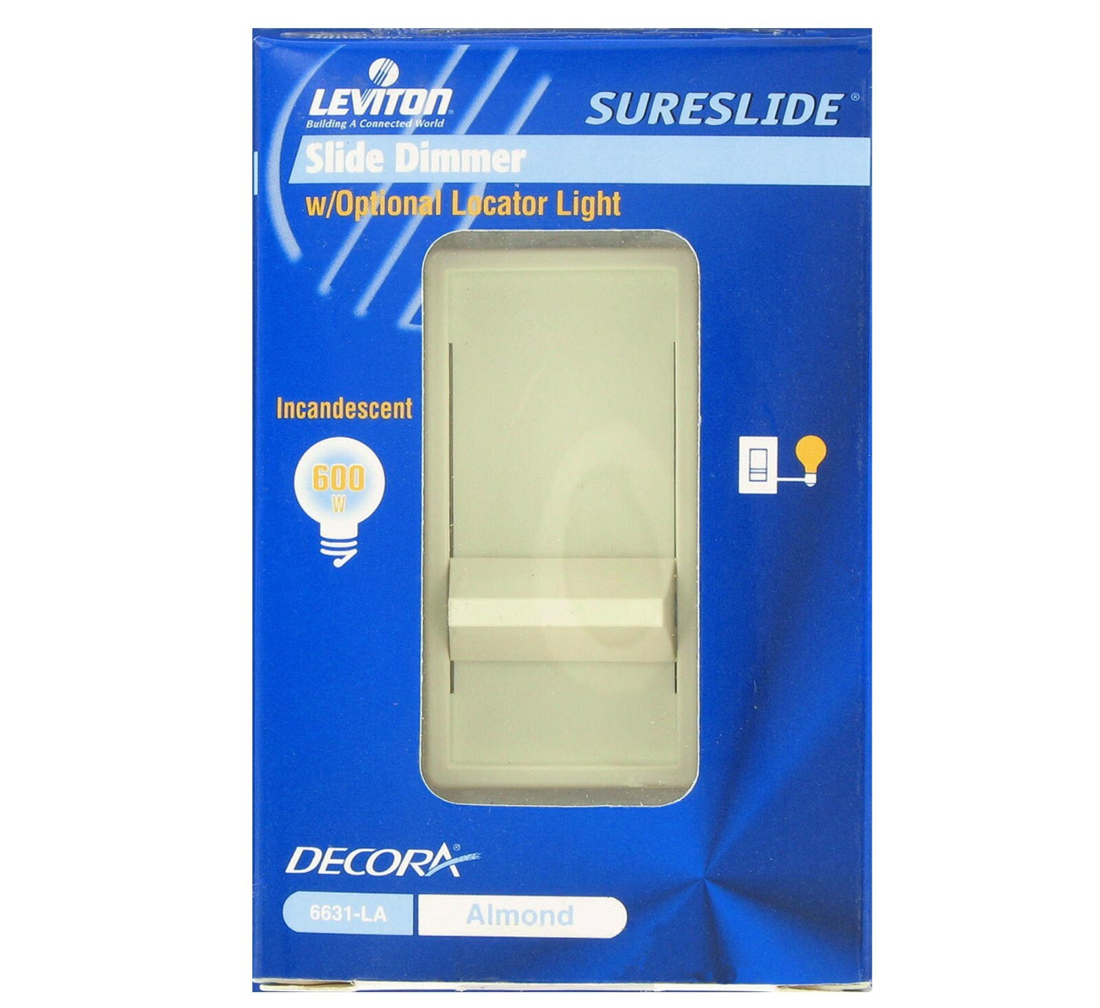 Leviton 6631-LA Single Pole 600W 120V Dimmer w/plate