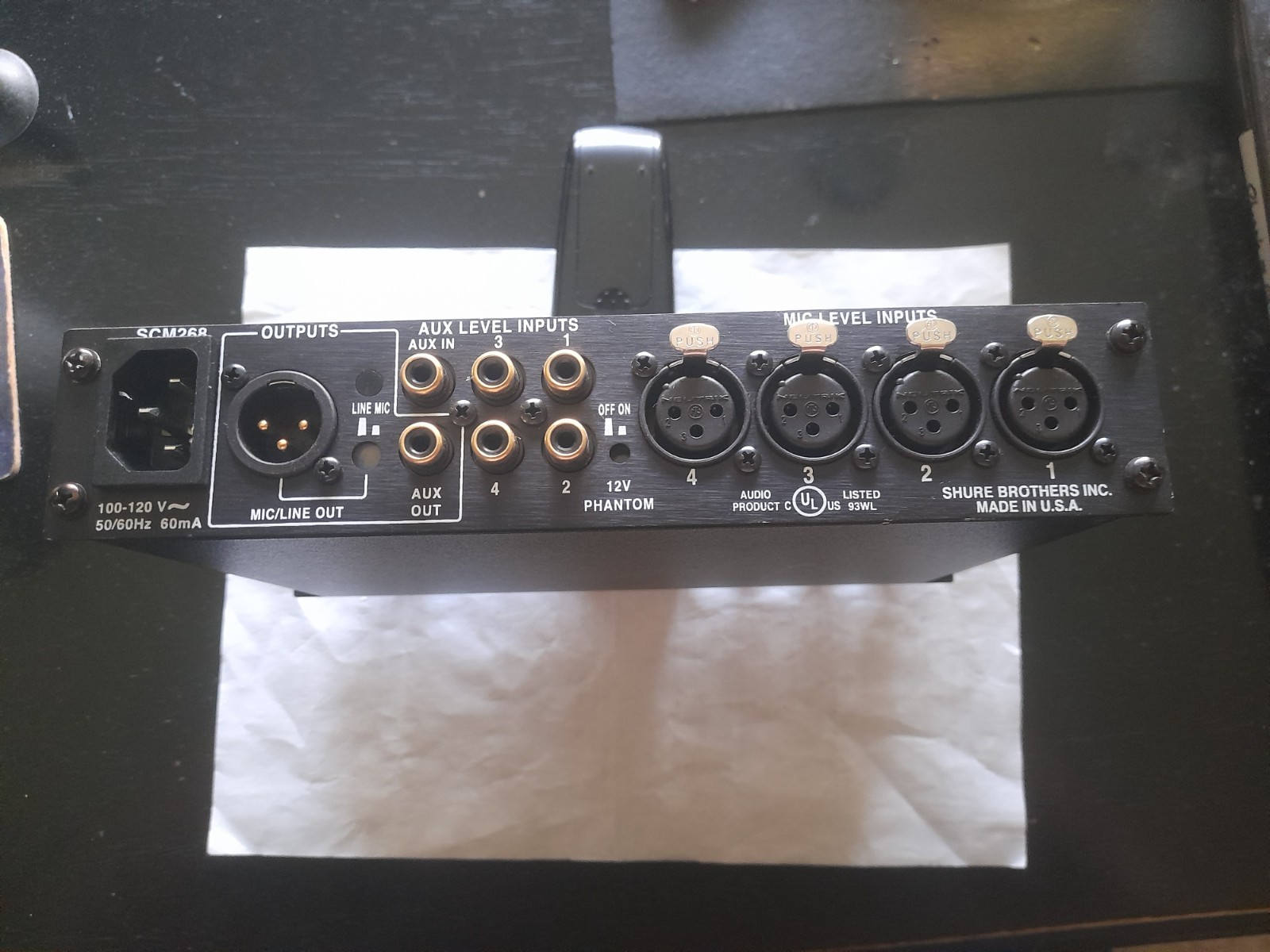 shure scm268 4-channel microphone mixer