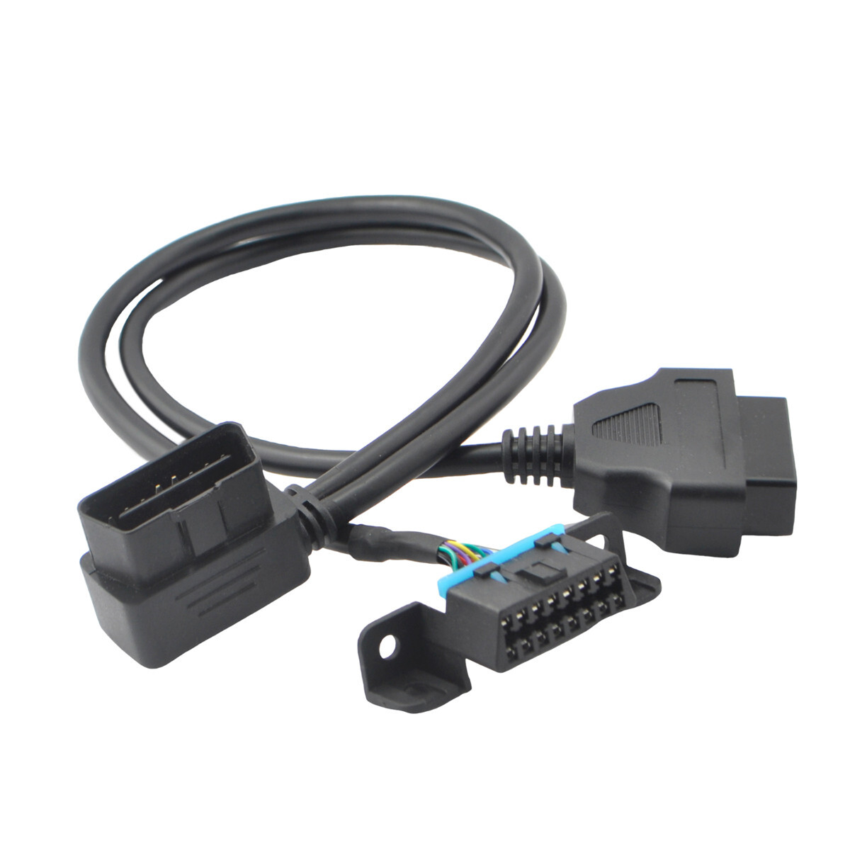 Right Angle OBD2 Splitter Y Cable Underdash Mount Bracket for GPS Tracker Device