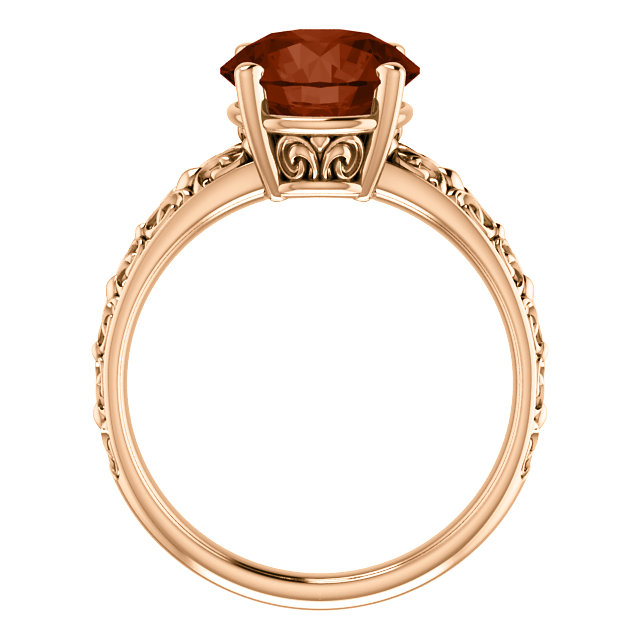 14K Gold Round Cut Solitaire Ring Setting - Antique Style Ring Mounting